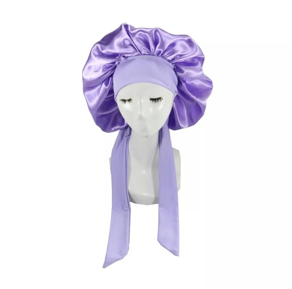 Soft Silk Satin Night Sleep Cap Hair Bonnet Hat Head Cover Wide Band Elastic Adjustable New - Australia