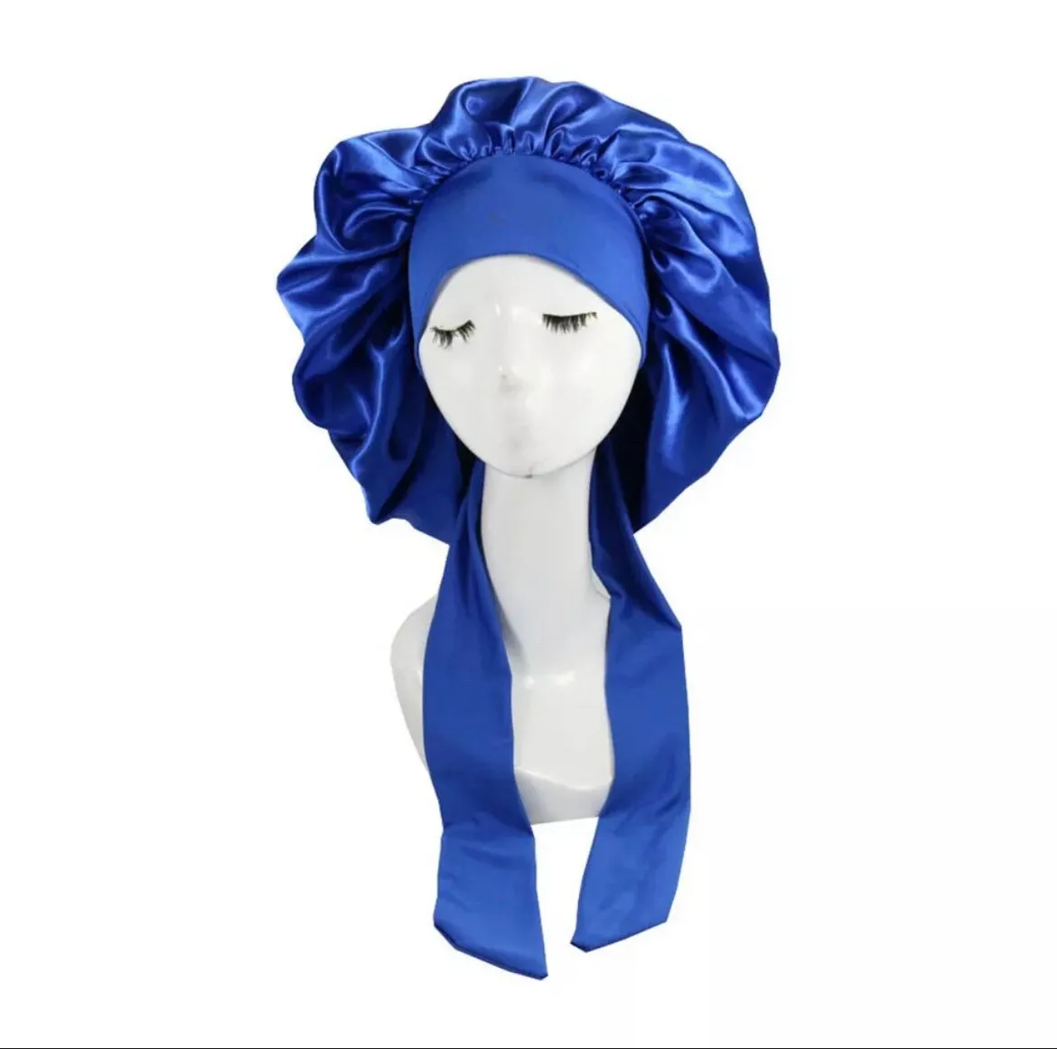 Soft Silk Satin Night Sleep Cap Hair Bonnet Hat Head Cover Wide Band Elastic Adjustable New - Australia
