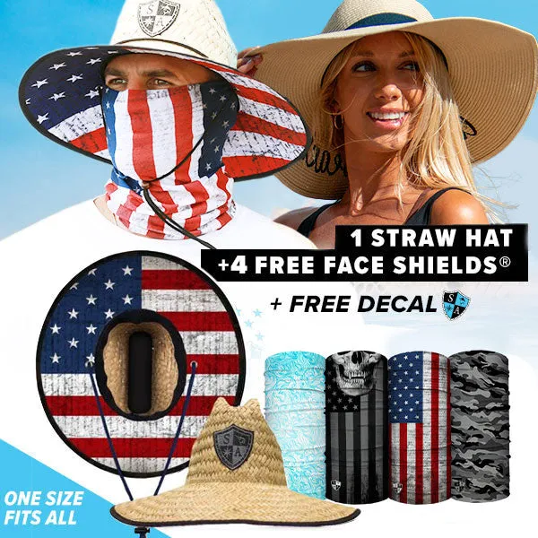 STRAW HAT PACK: 1 HAT & 4 FACE SHIELDS ® | PICK YOUR PACK