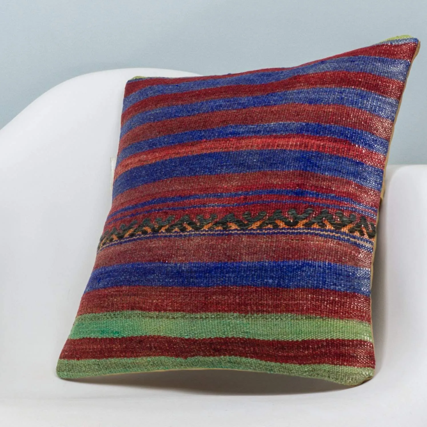 Striped Multi Color Kilim Pillow Cover 16x16 3820