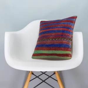 Striped Multi Color Kilim Pillow Cover 16x16 3820