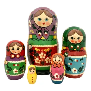 Traditional Russian Matryoshka Doll Purple Scarf