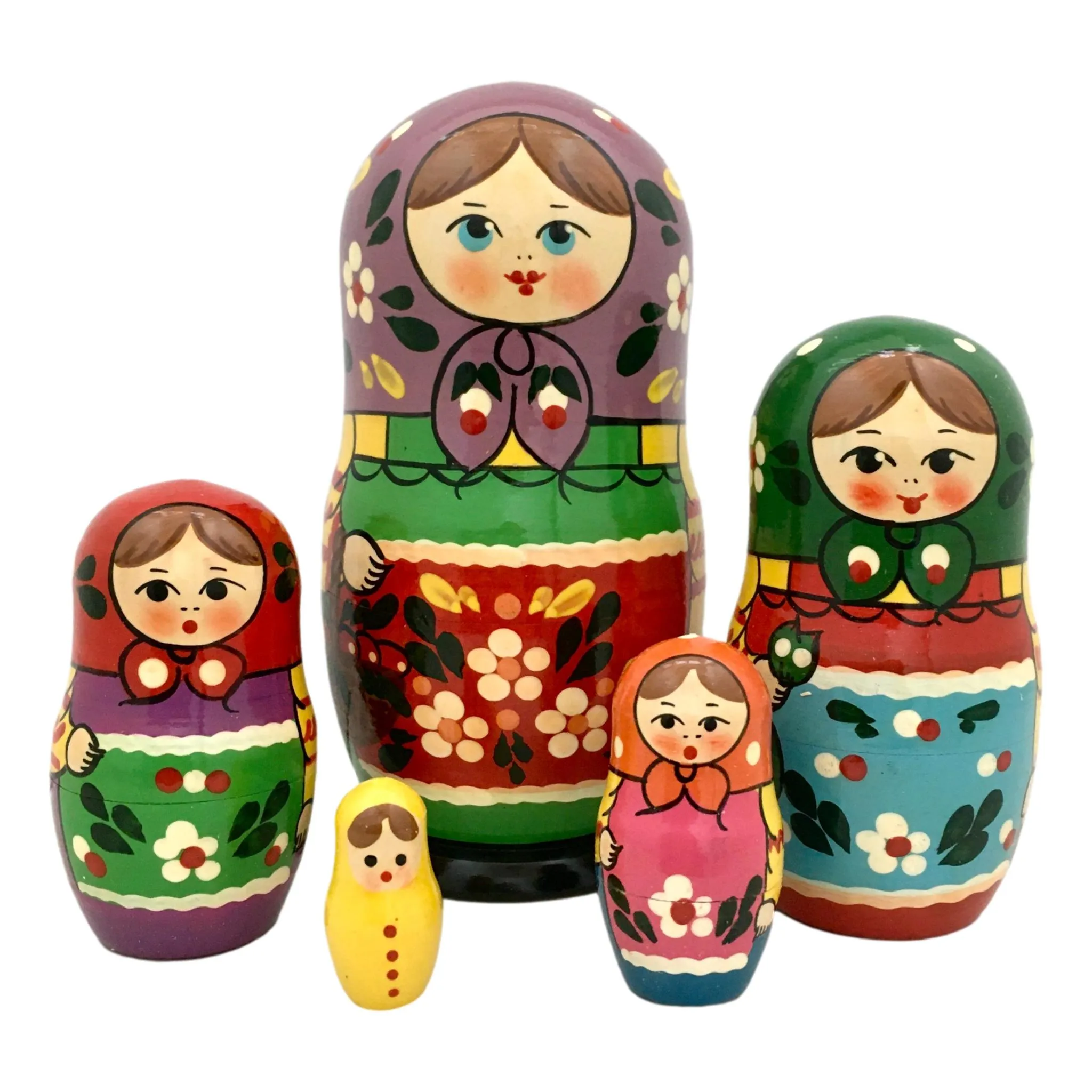 Traditional Russian Matryoshka Doll Purple Scarf