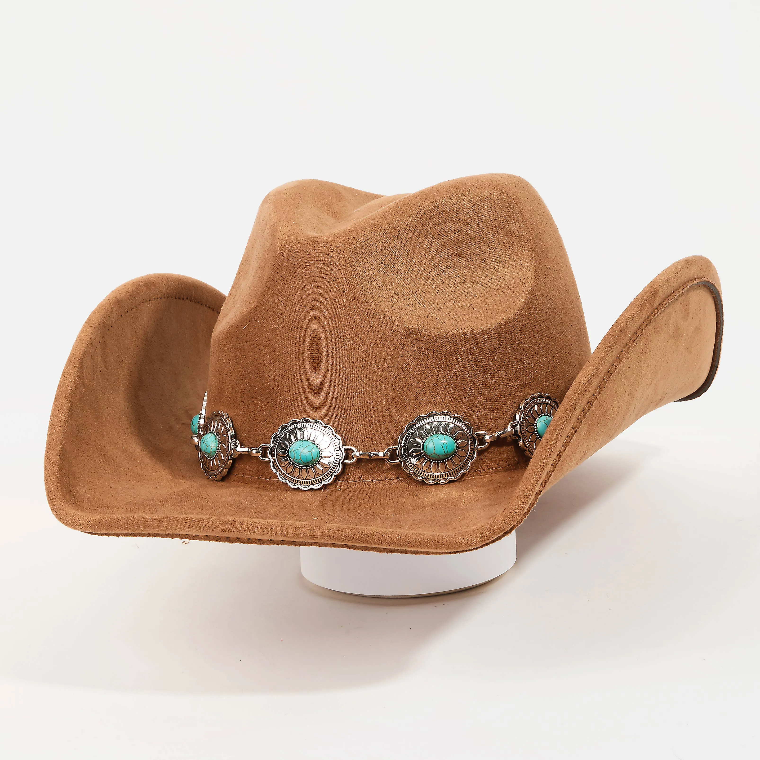 Turquoise Oval Stone Strap Cowboy Hat