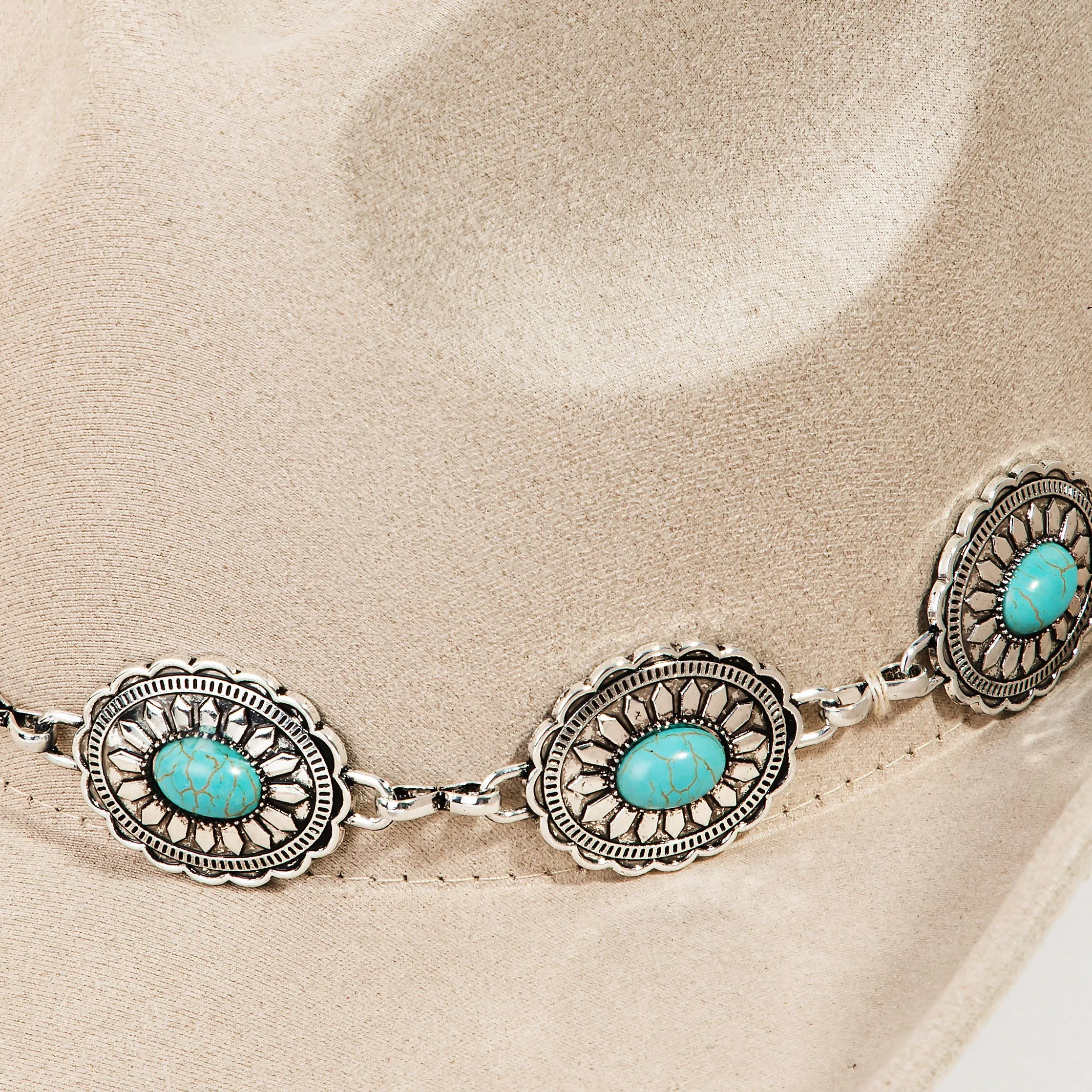 Turquoise Oval Stone Strap Cowboy Hat