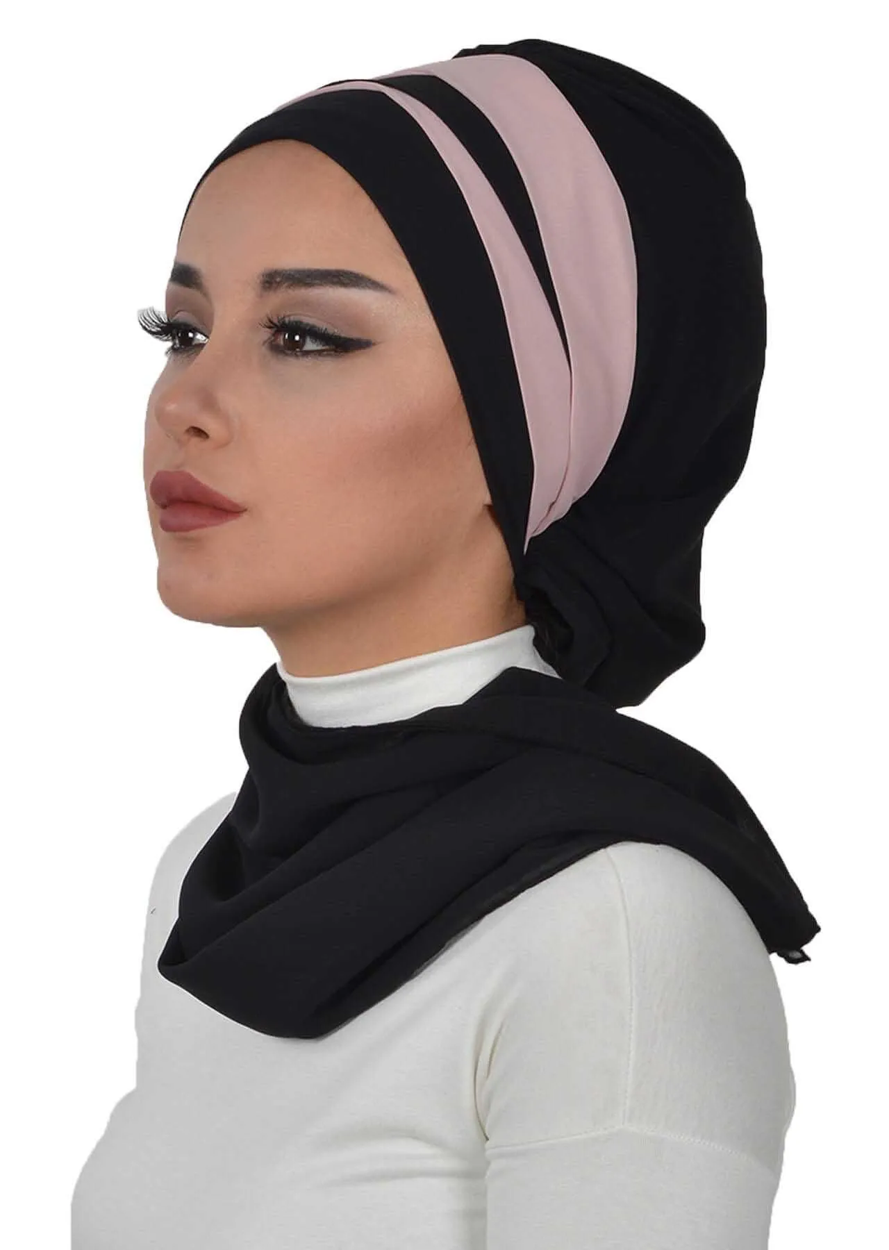 Two Colors Instant Turban Lightweight Multicolor Chiffon Scarf Head Turbans For Women Headwear Stylish Elegant Design,HT-52