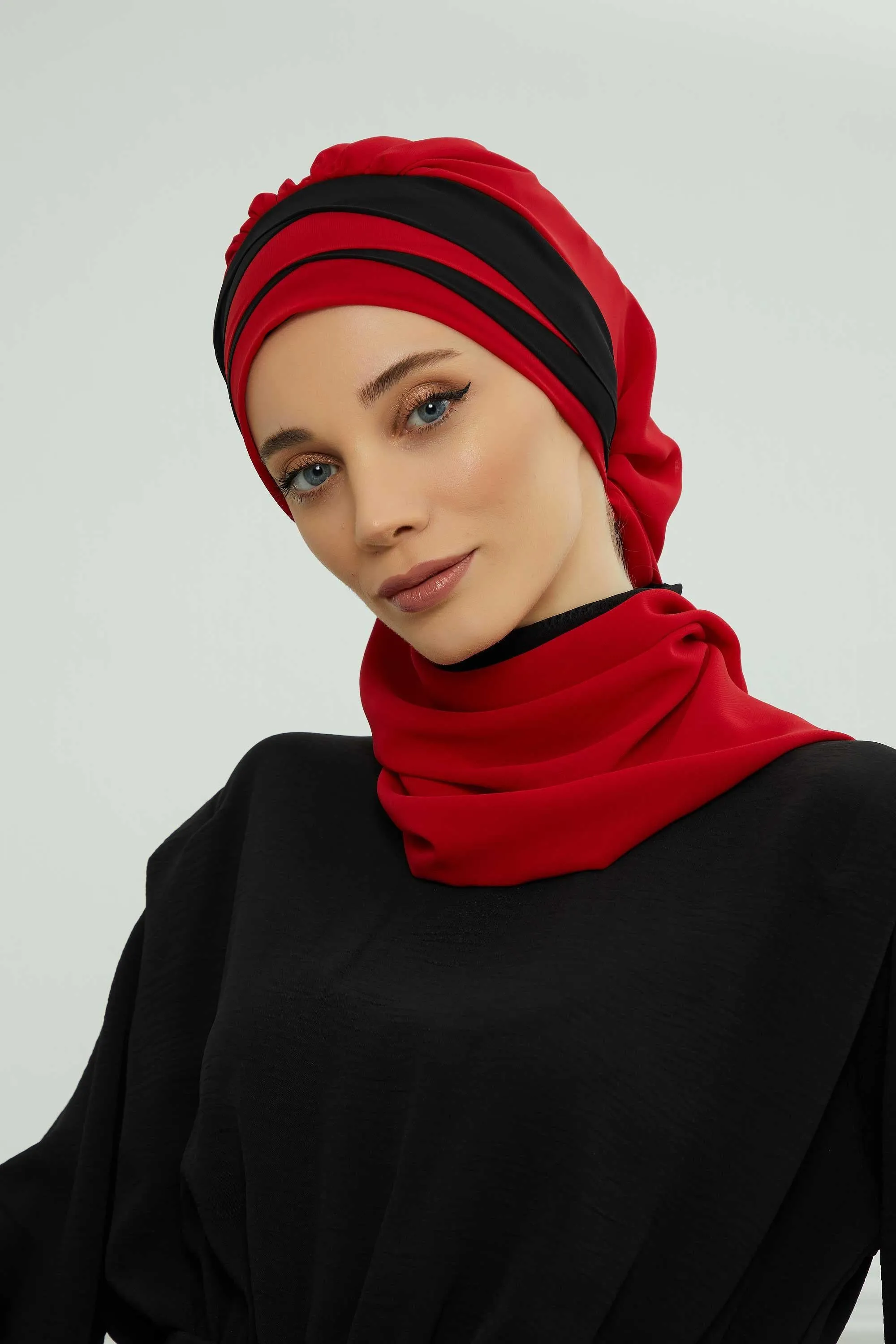 Two Colors Instant Turban Lightweight Multicolor Chiffon Scarf Head Turbans For Women Headwear Stylish Elegant Design,HT-52