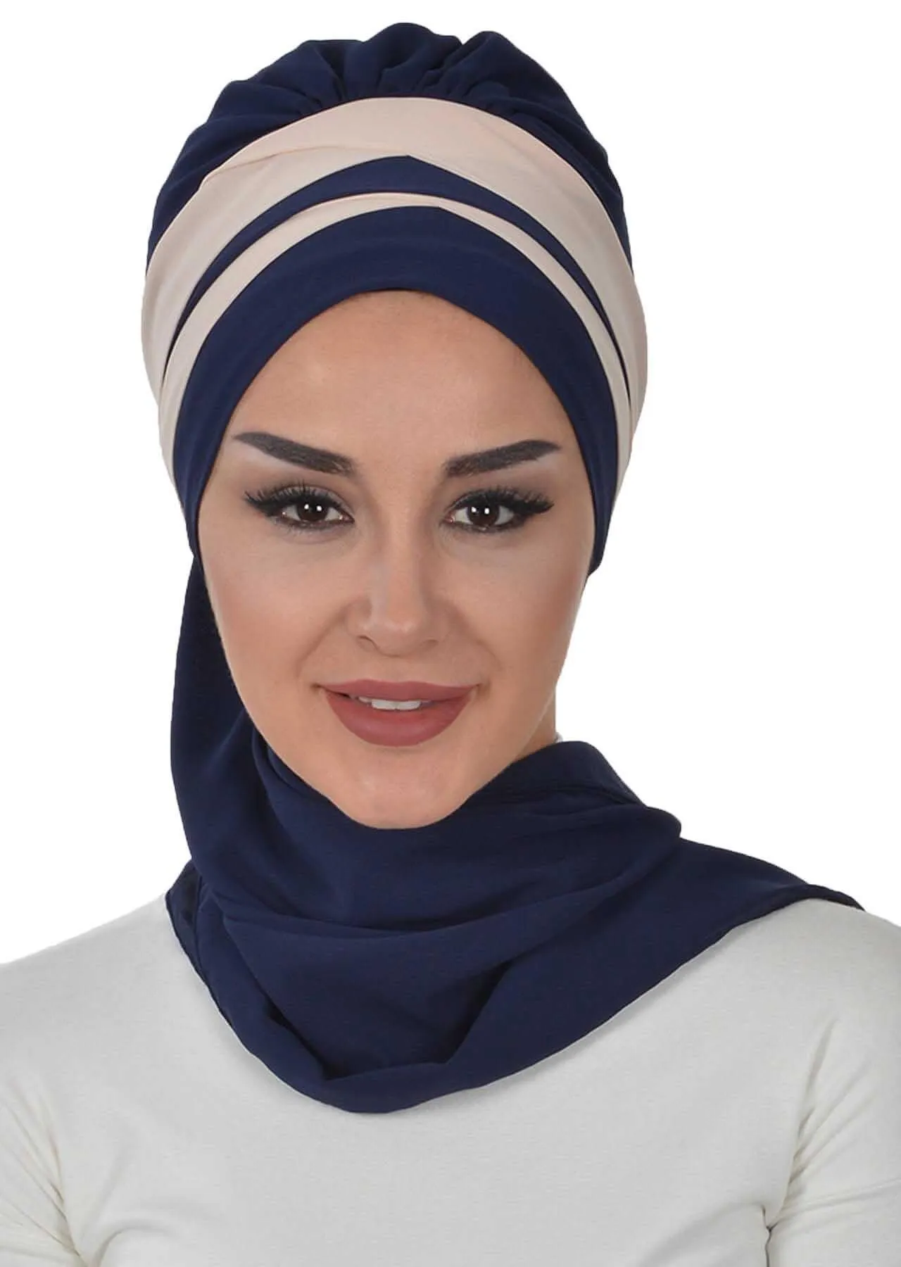 Two Colors Instant Turban Lightweight Multicolor Chiffon Scarf Head Turbans For Women Headwear Stylish Elegant Design,HT-52