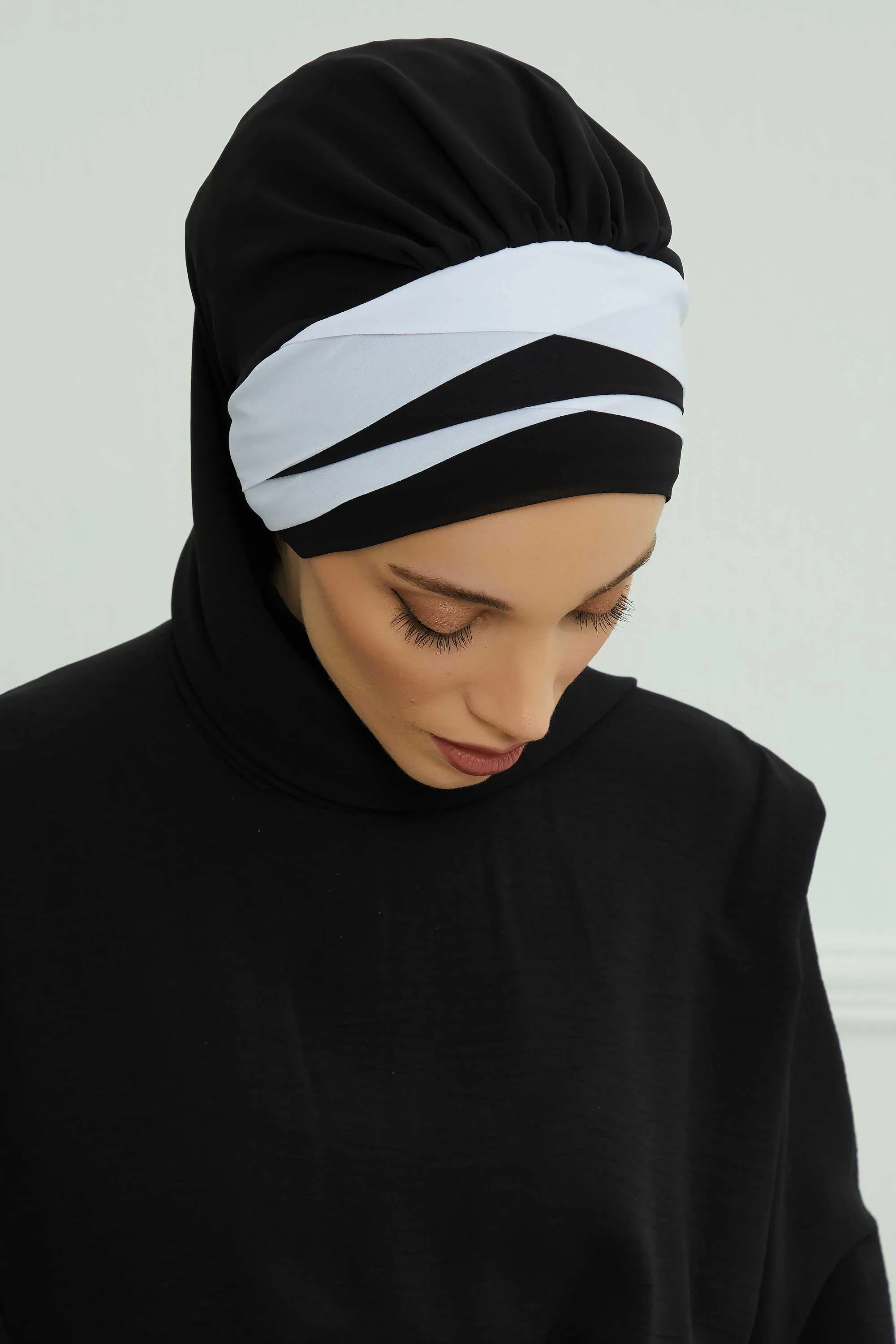 Two Colors Instant Turban Lightweight Multicolor Chiffon Scarf Head Turbans For Women Headwear Stylish Elegant Design,HT-52