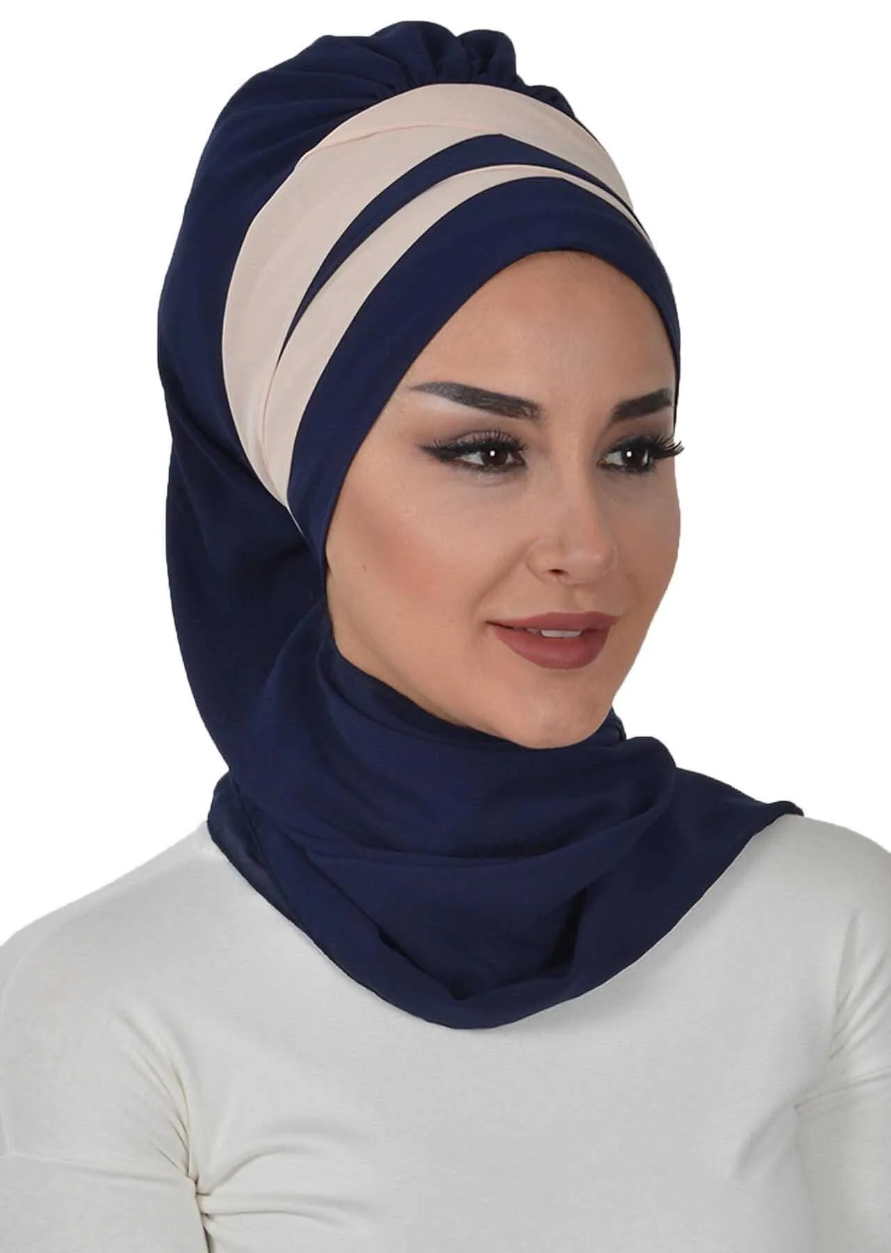 Two Colors Instant Turban Lightweight Multicolor Chiffon Scarf Head Turbans For Women Headwear Stylish Elegant Design,HT-52