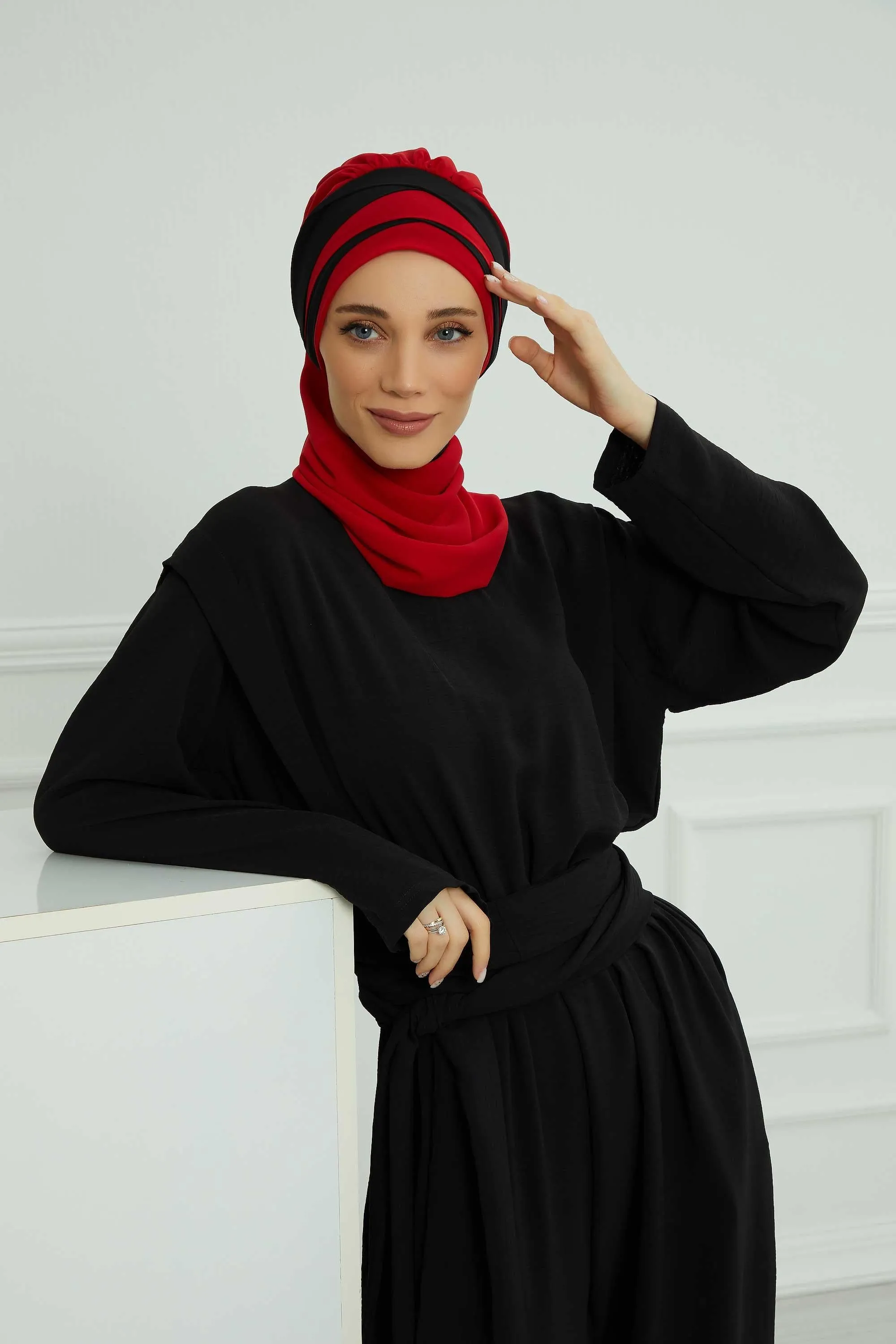 Two Colors Instant Turban Lightweight Multicolor Chiffon Scarf Head Turbans For Women Headwear Stylish Elegant Design,HT-52