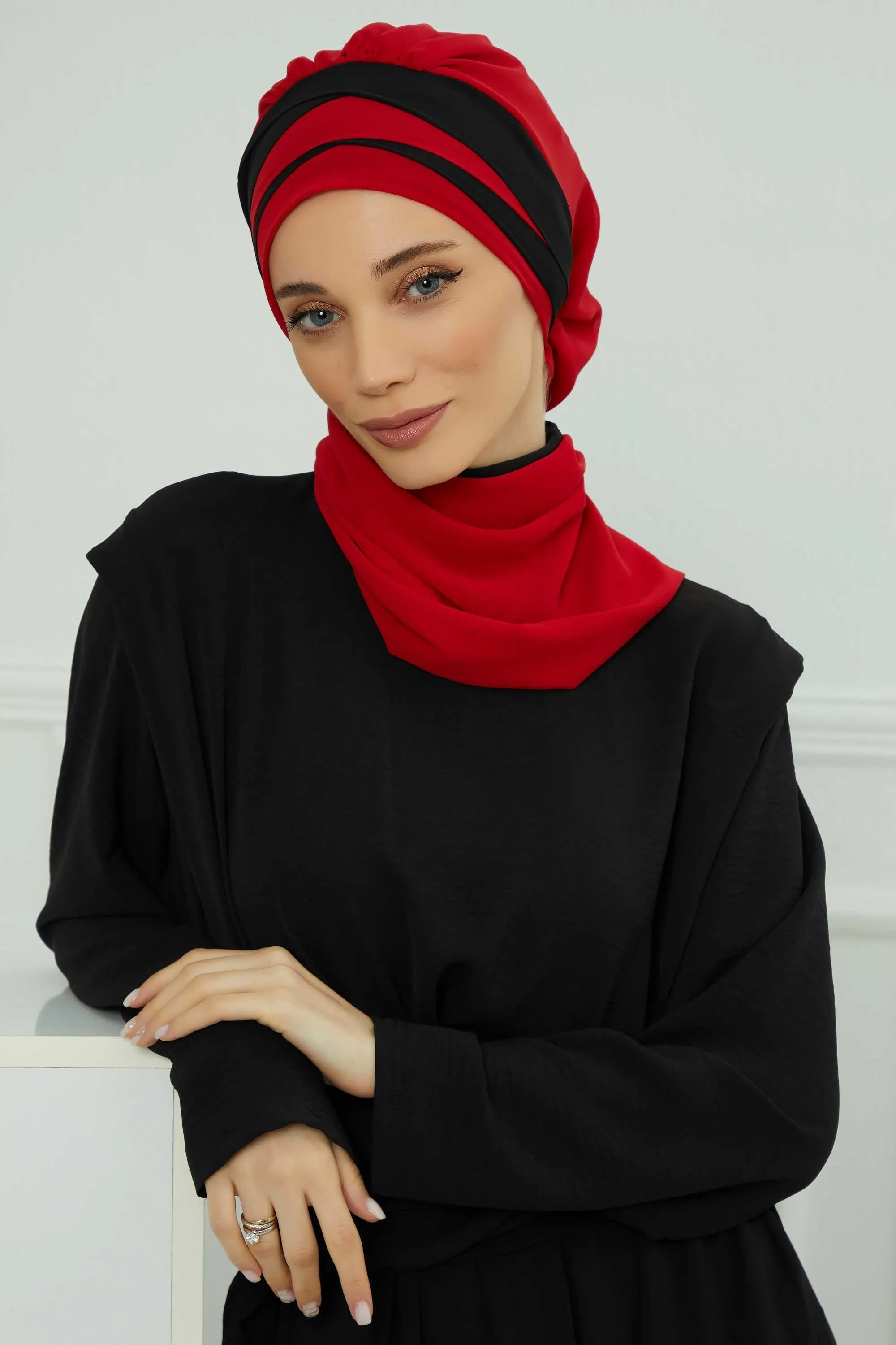 Two Colors Instant Turban Lightweight Multicolor Chiffon Scarf Head Turbans For Women Headwear Stylish Elegant Design,HT-52