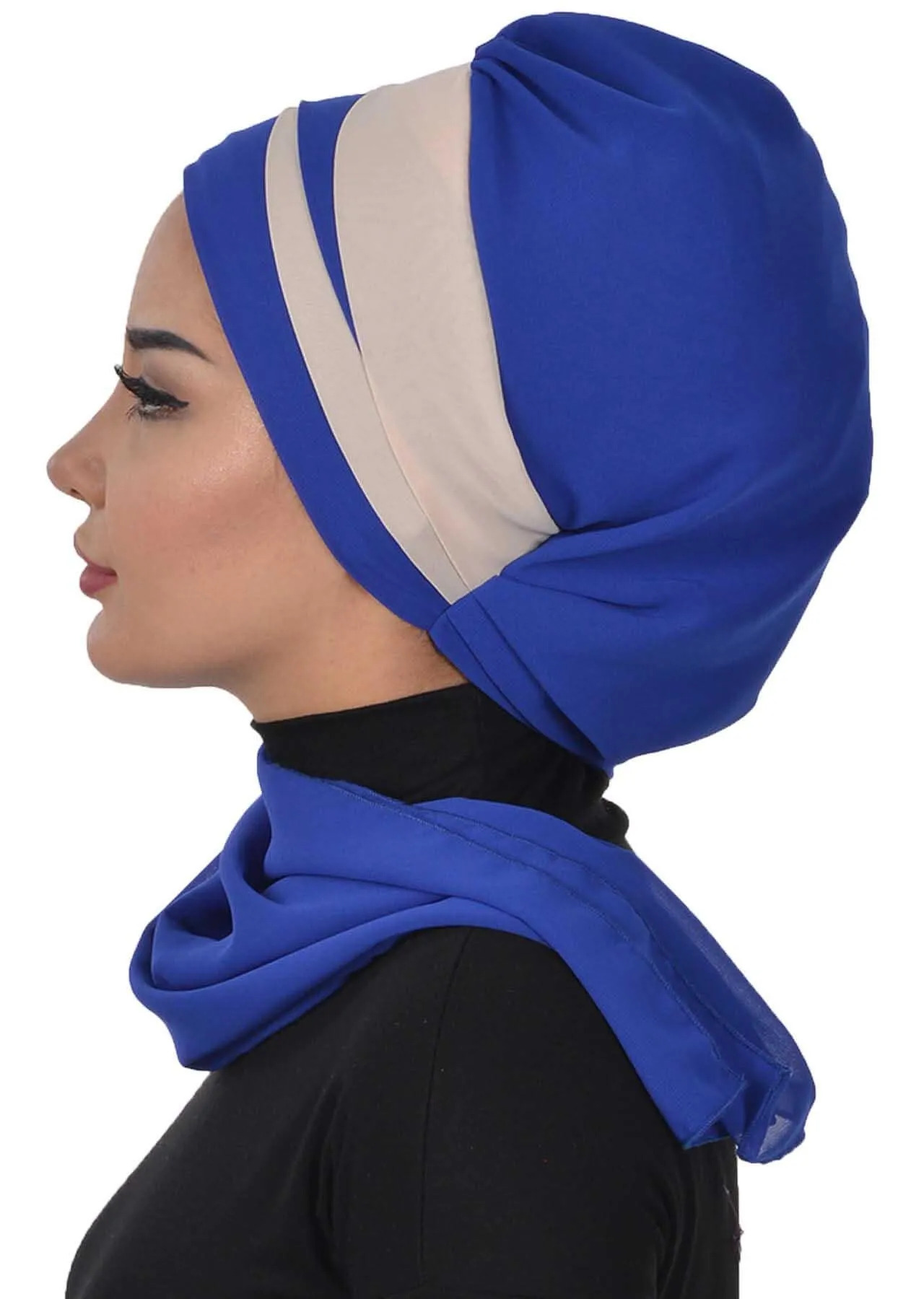 Two Colors Instant Turban Lightweight Multicolor Chiffon Scarf Head Turbans For Women Headwear Stylish Elegant Design,HT-52