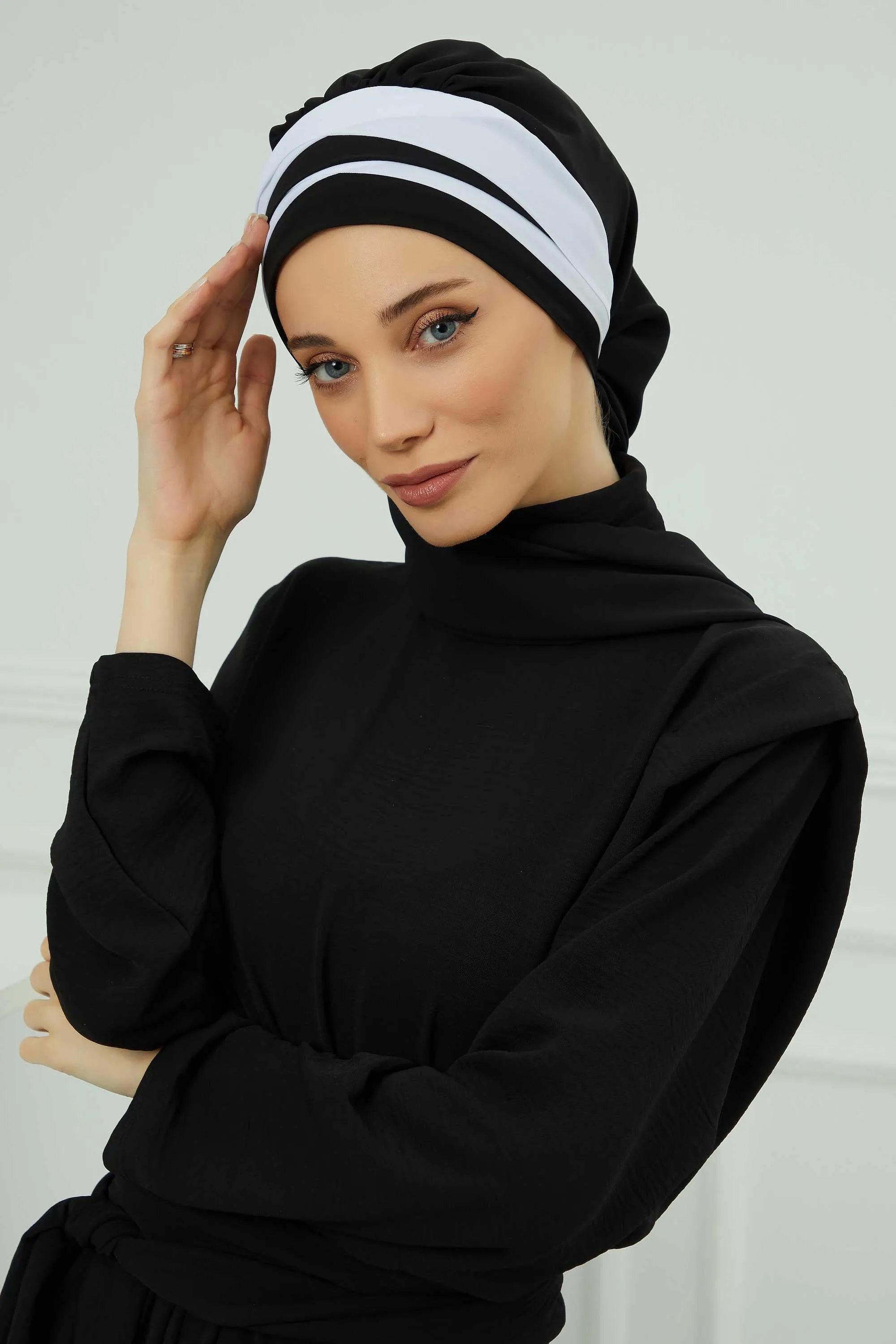 Two Colors Instant Turban Lightweight Multicolor Chiffon Scarf Head Turbans For Women Headwear Stylish Elegant Design,HT-52