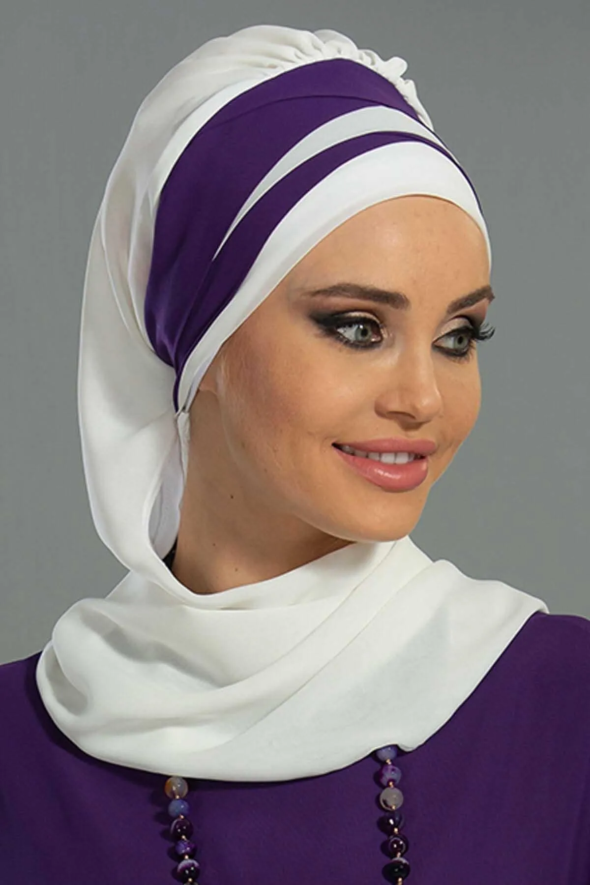 Two Colors Instant Turban Lightweight Multicolor Chiffon Scarf Head Turbans For Women Headwear Stylish Elegant Design,HT-52