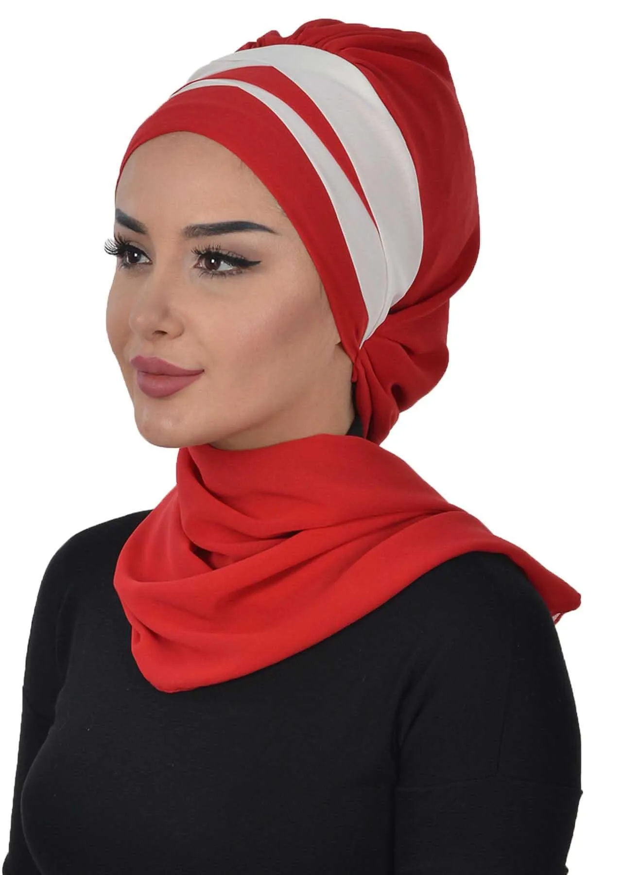 Two Colors Instant Turban Lightweight Multicolor Chiffon Scarf Head Turbans For Women Headwear Stylish Elegant Design,HT-52