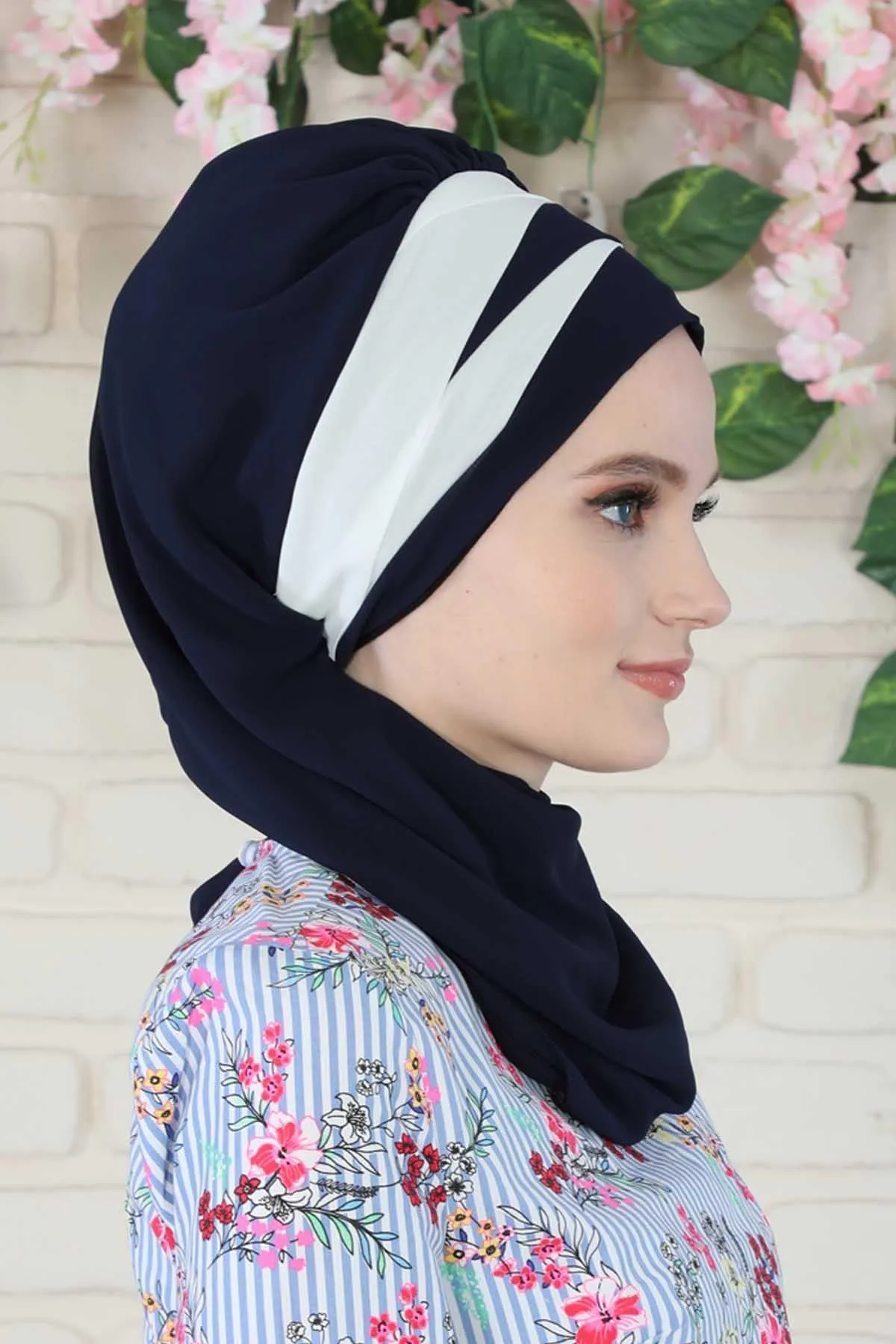 Two Colors Instant Turban Lightweight Multicolor Chiffon Scarf Head Turbans For Women Headwear Stylish Elegant Design,HT-52
