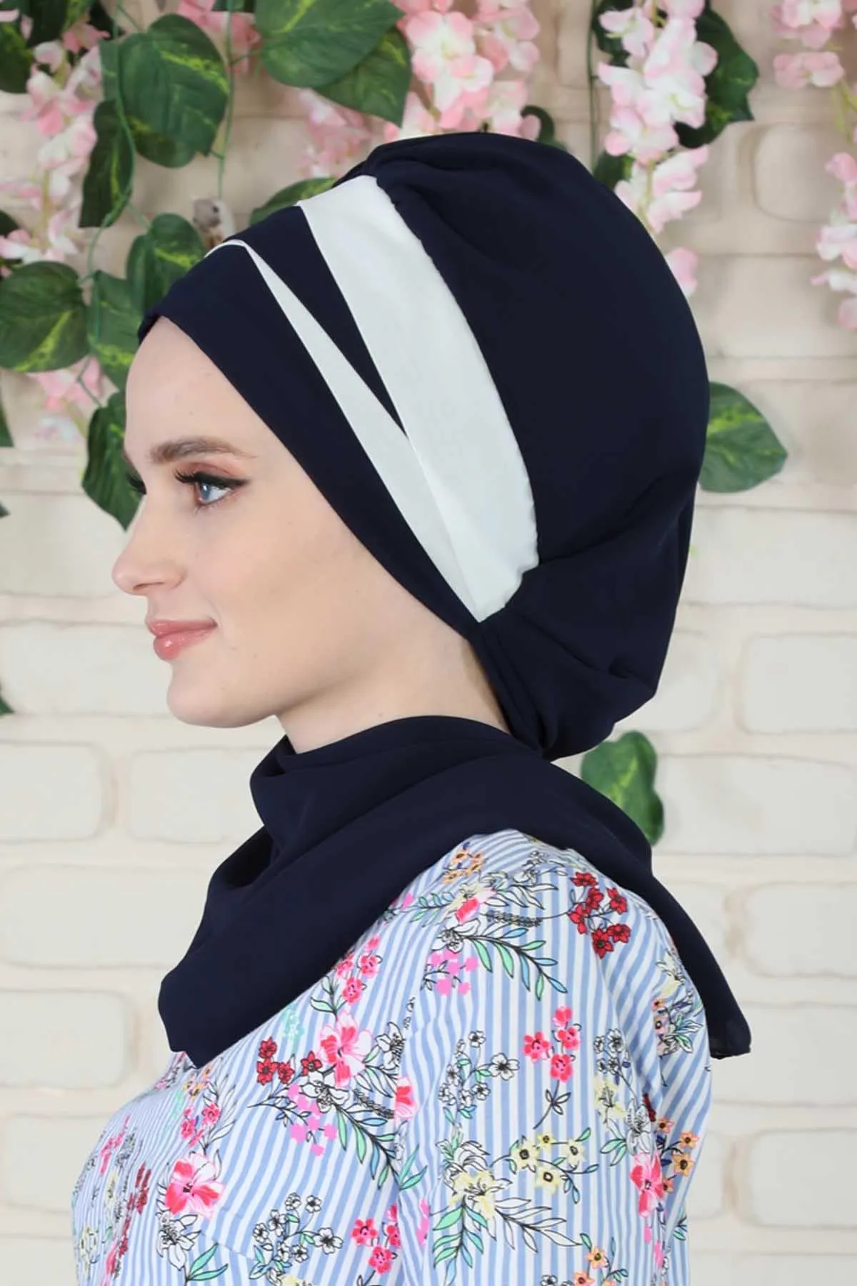 Two Colors Instant Turban Lightweight Multicolor Chiffon Scarf Head Turbans For Women Headwear Stylish Elegant Design,HT-52