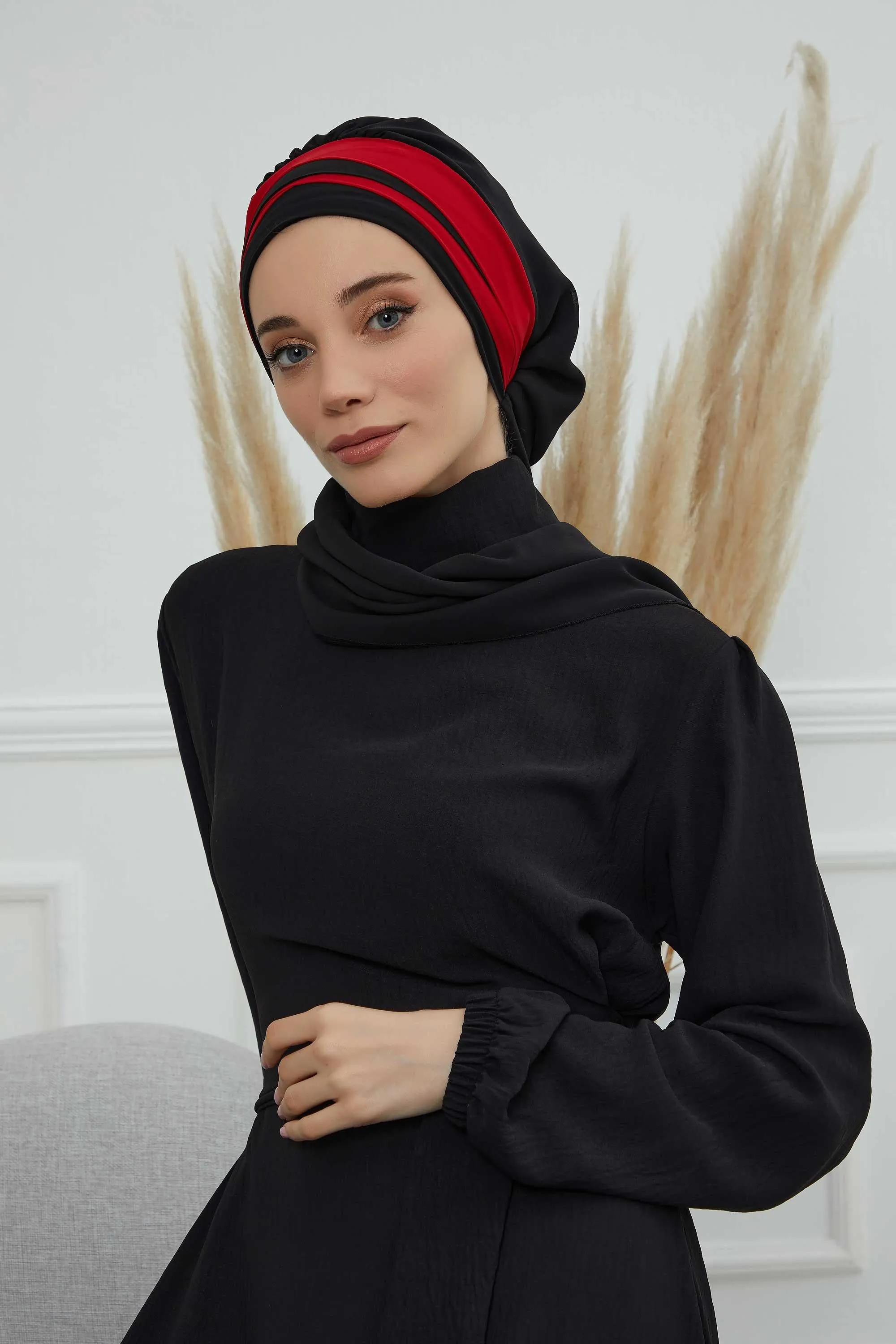 Two Colors Instant Turban Lightweight Multicolor Chiffon Scarf Head Turbans For Women Headwear Stylish Elegant Design,HT-52