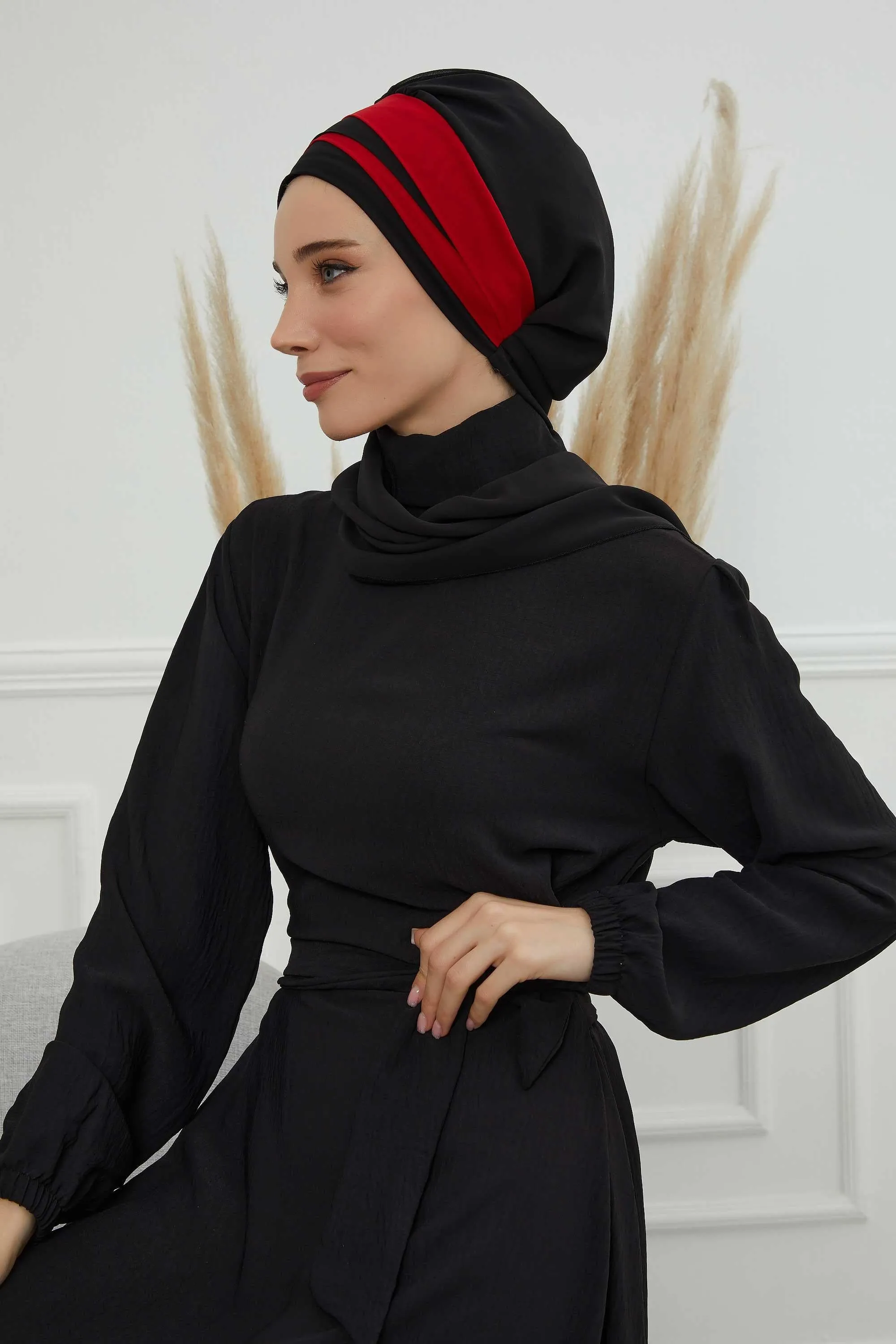 Two Colors Instant Turban Lightweight Multicolor Chiffon Scarf Head Turbans For Women Headwear Stylish Elegant Design,HT-52