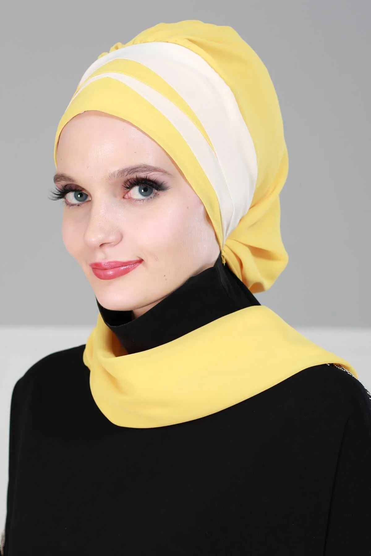Two Colors Instant Turban Lightweight Multicolor Chiffon Scarf Head Turbans For Women Headwear Stylish Elegant Design,HT-52