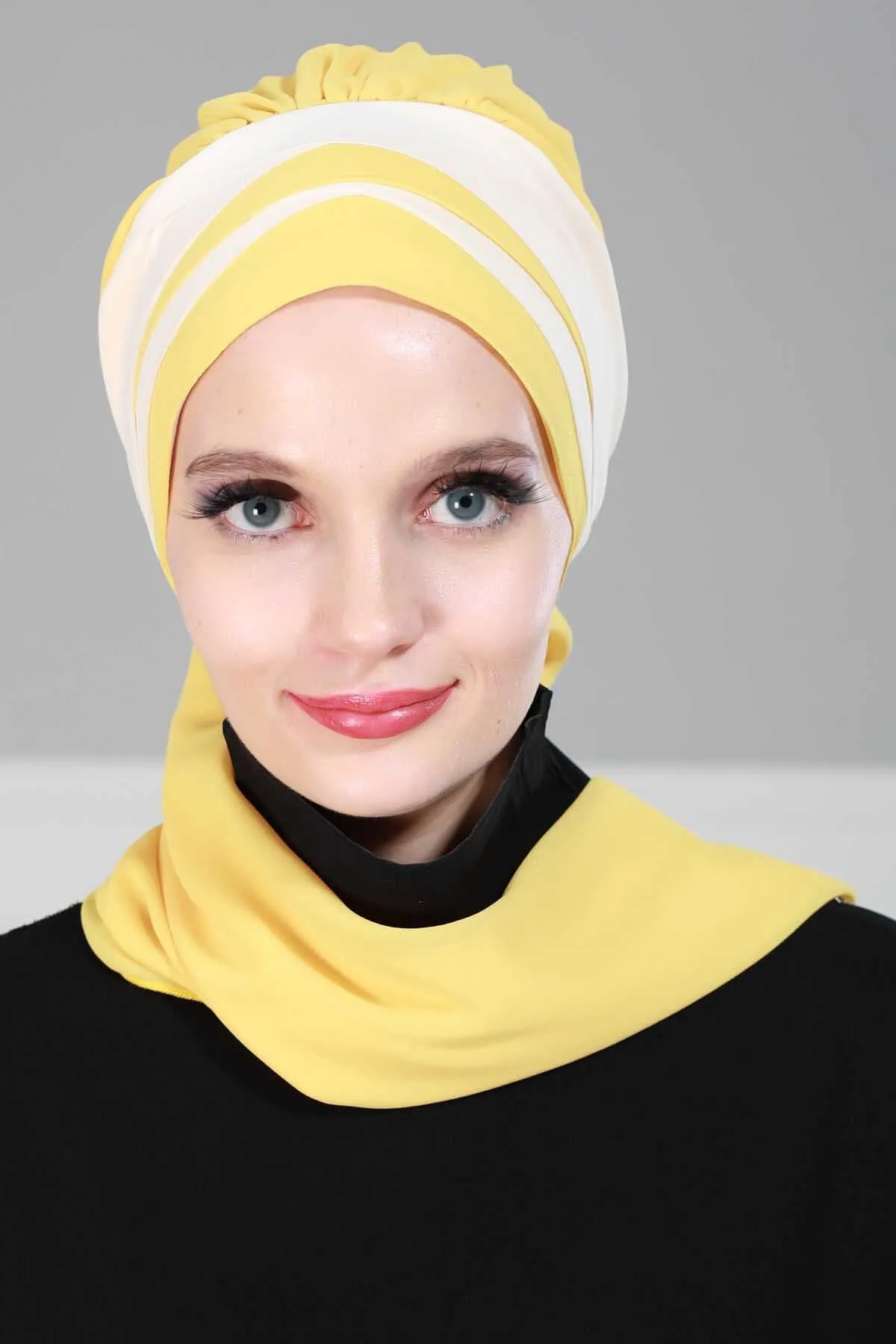 Two Colors Instant Turban Lightweight Multicolor Chiffon Scarf Head Turbans For Women Headwear Stylish Elegant Design,HT-52