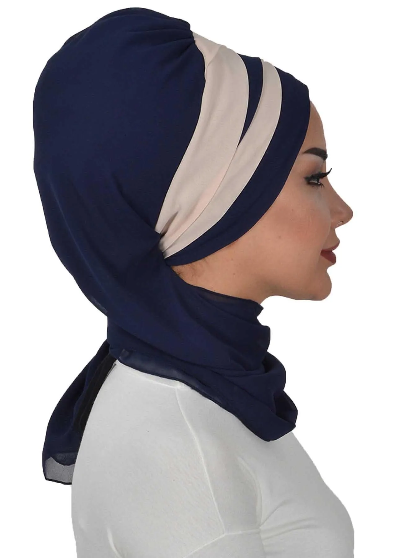 Two Colors Instant Turban Lightweight Multicolor Chiffon Scarf Head Turbans For Women Headwear Stylish Elegant Design,HT-52