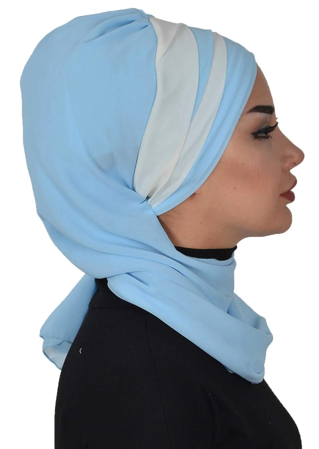 Two Colors Instant Turban Lightweight Multicolor Chiffon Scarf Head Turbans For Women Headwear Stylish Elegant Design,HT-52