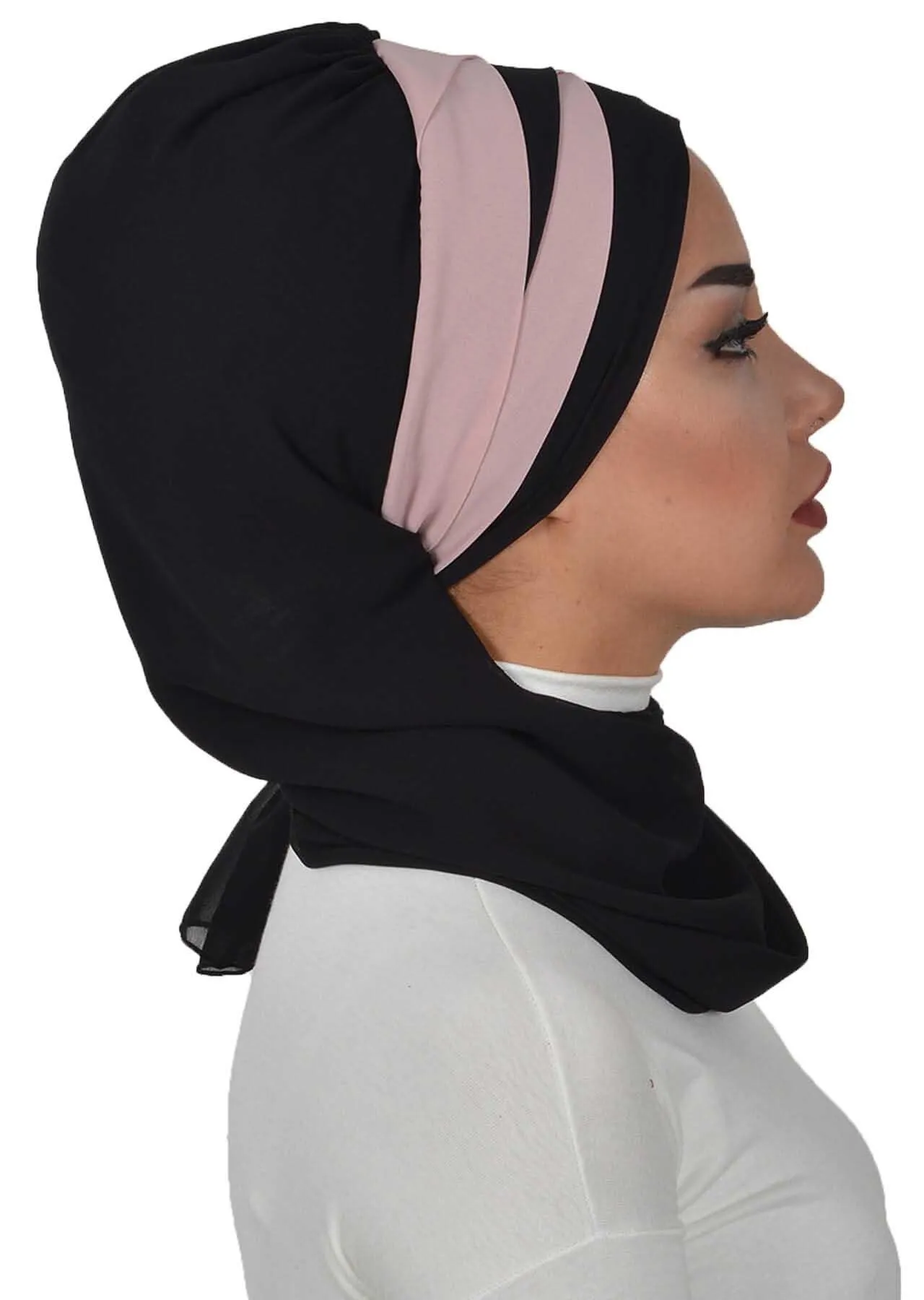 Two Colors Instant Turban Lightweight Multicolor Chiffon Scarf Head Turbans For Women Headwear Stylish Elegant Design,HT-52