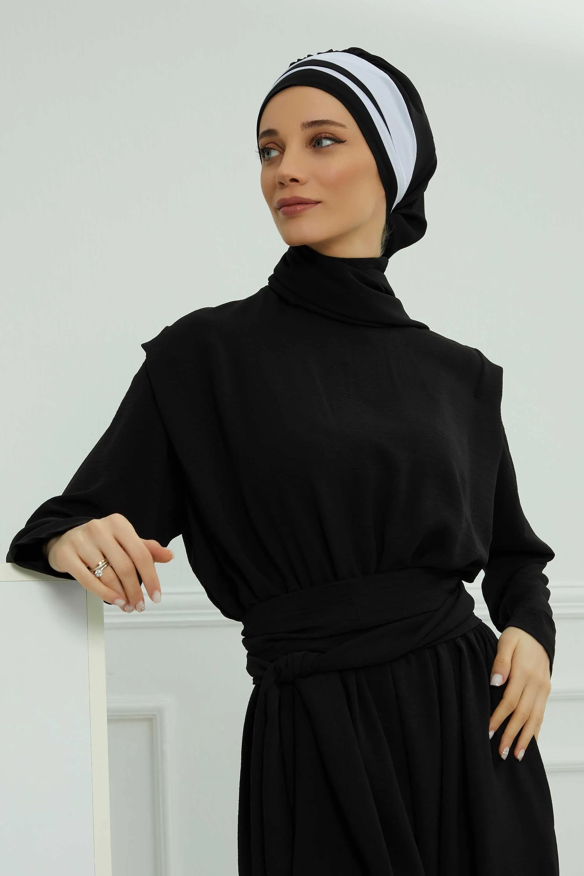 Two Colors Instant Turban Lightweight Multicolor Chiffon Scarf Head Turbans For Women Headwear Stylish Elegant Design,HT-52