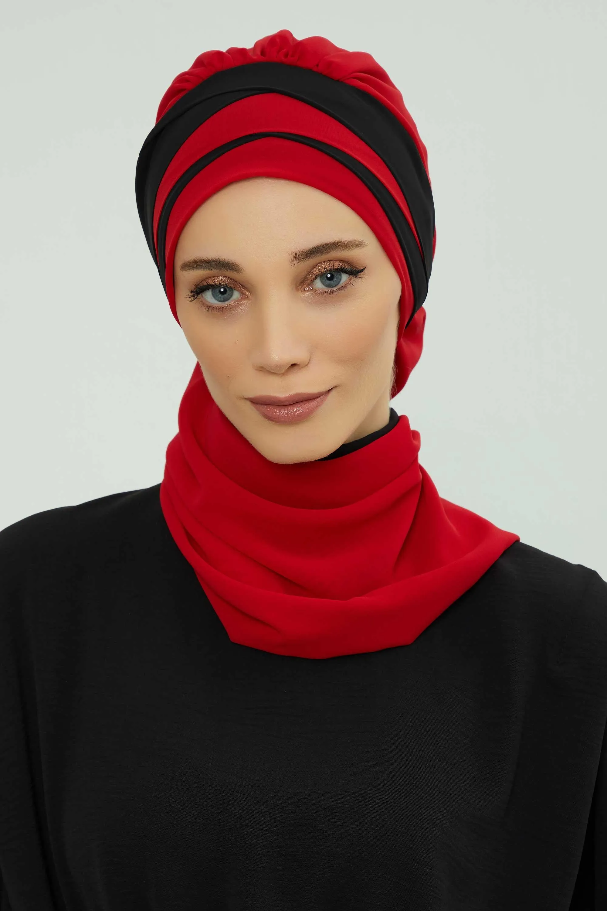 Two Colors Instant Turban Lightweight Multicolor Chiffon Scarf Head Turbans For Women Headwear Stylish Elegant Design,HT-52