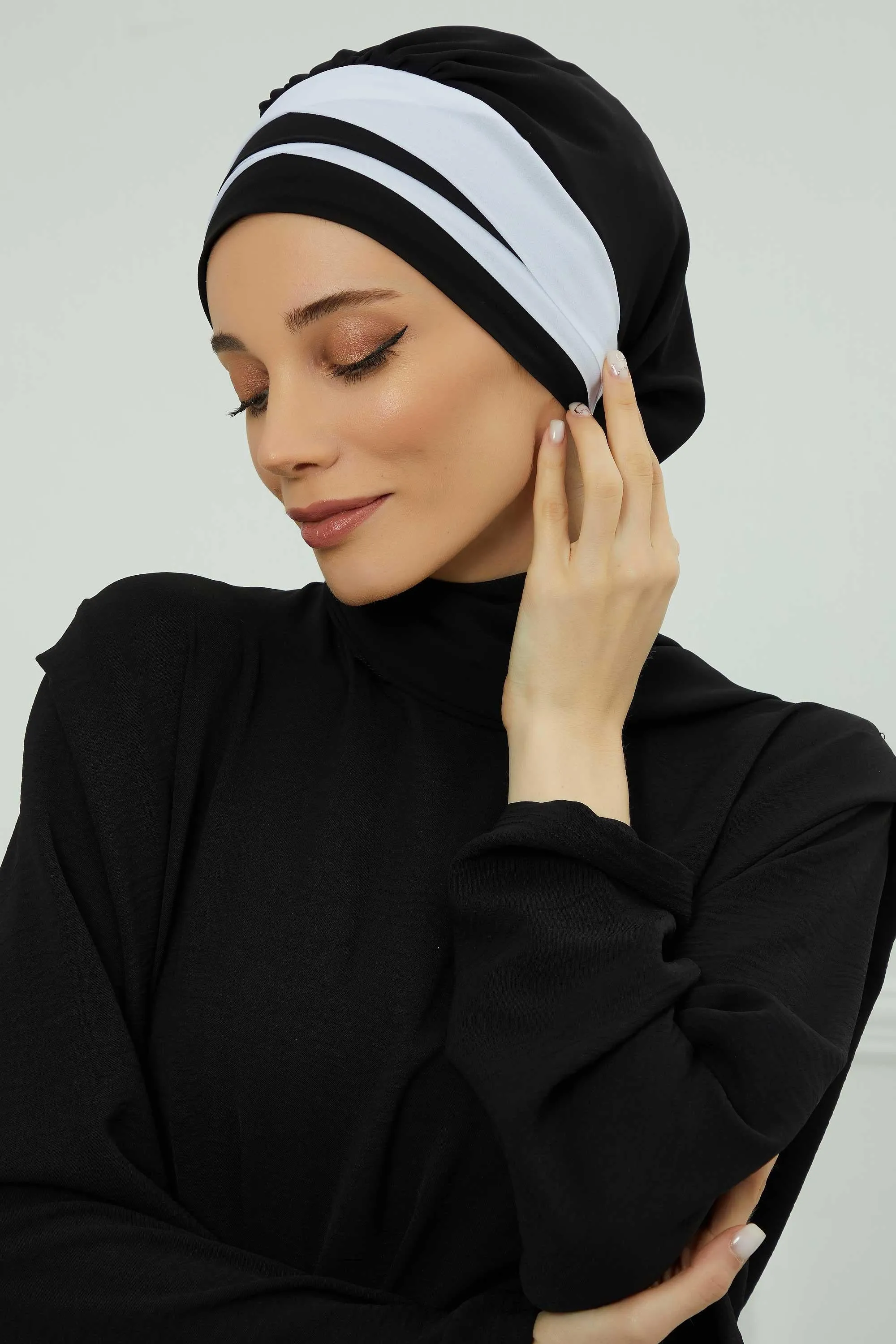 Two Colors Instant Turban Lightweight Multicolor Chiffon Scarf Head Turbans For Women Headwear Stylish Elegant Design,HT-52