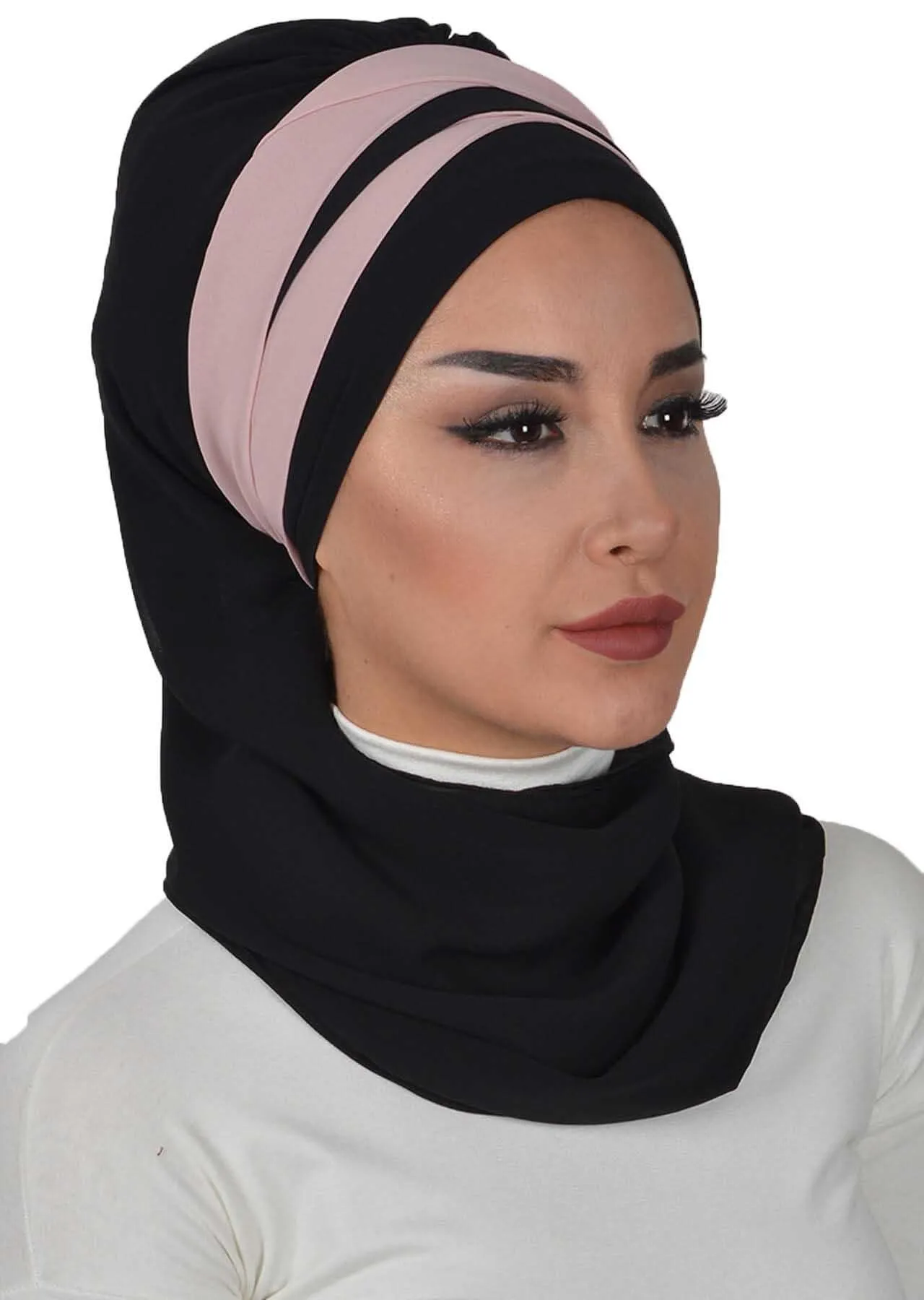 Two Colors Instant Turban Lightweight Multicolor Chiffon Scarf Head Turbans For Women Headwear Stylish Elegant Design,HT-52