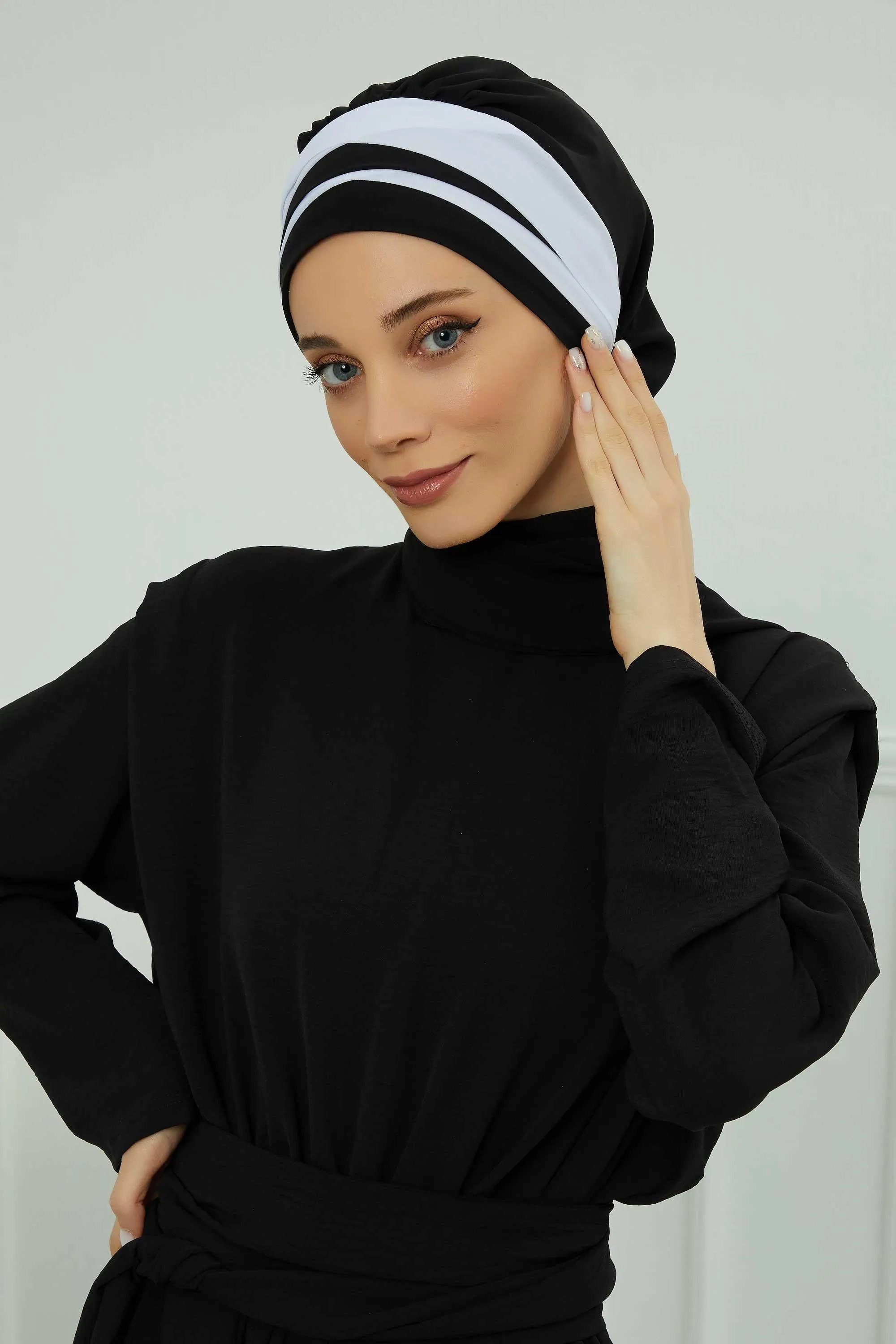 Two Colors Instant Turban Lightweight Multicolor Chiffon Scarf Head Turbans For Women Headwear Stylish Elegant Design,HT-52