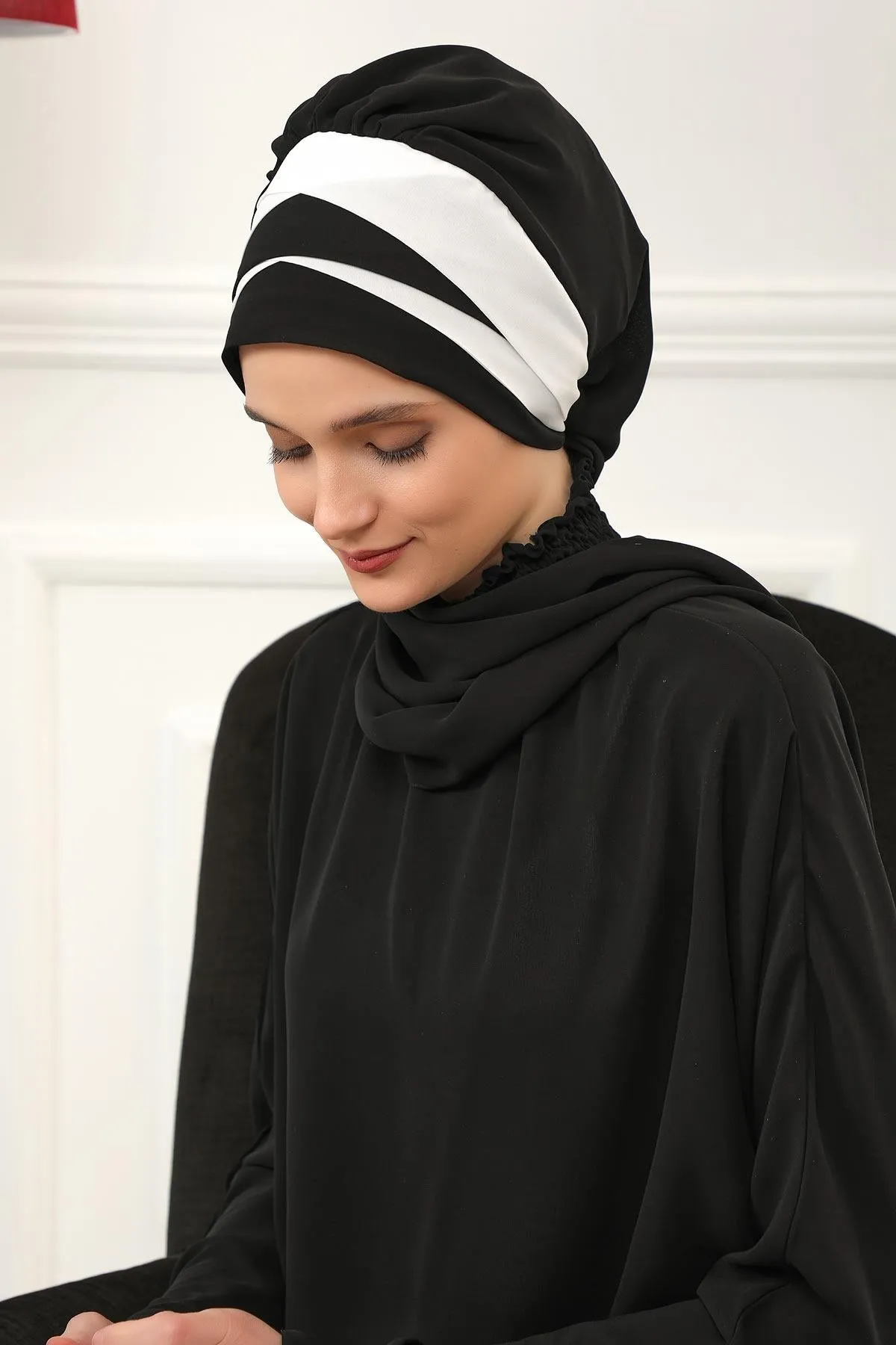 Two Colors Instant Turban Lightweight Multicolor Chiffon Scarf Head Turbans For Women Headwear Stylish Elegant Design,HT-52