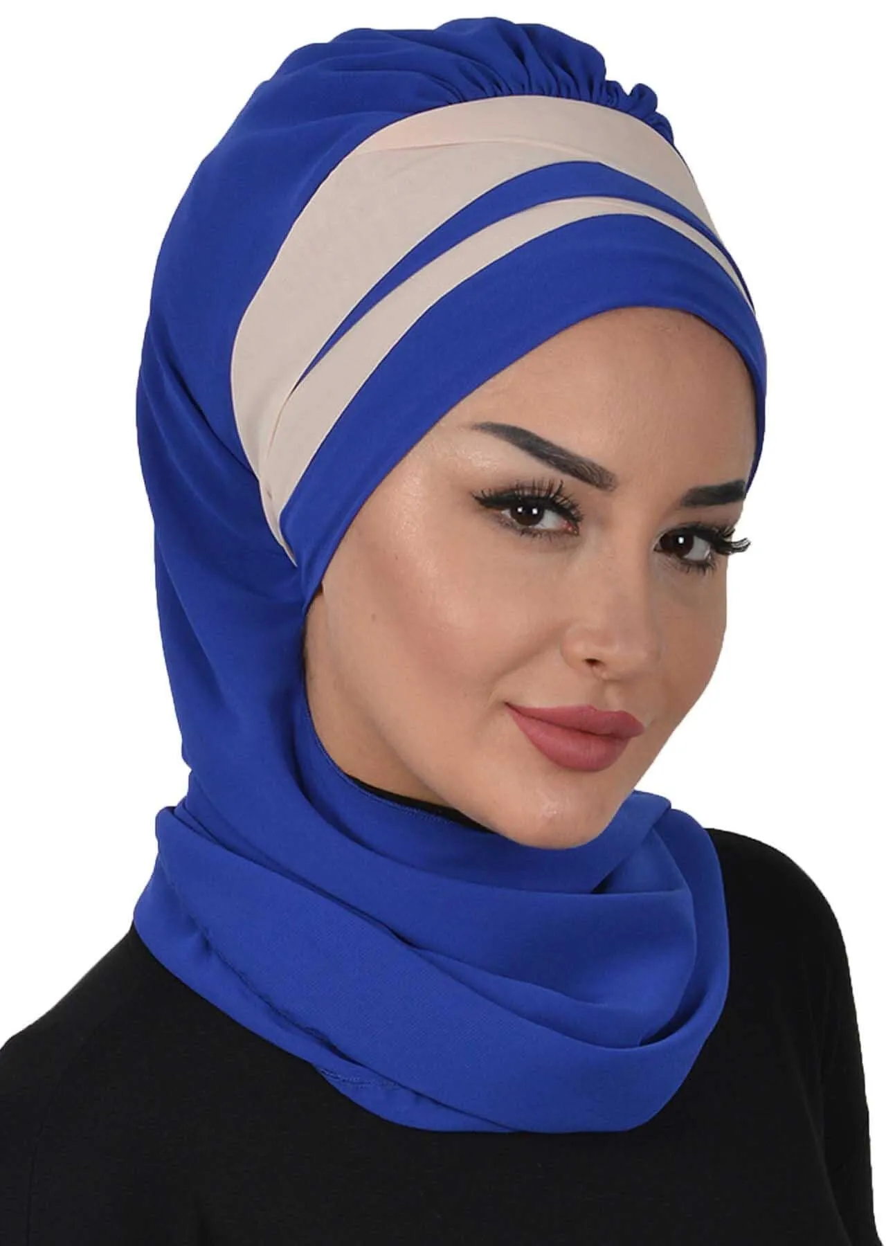 Two Colors Instant Turban Lightweight Multicolor Chiffon Scarf Head Turbans For Women Headwear Stylish Elegant Design,HT-52