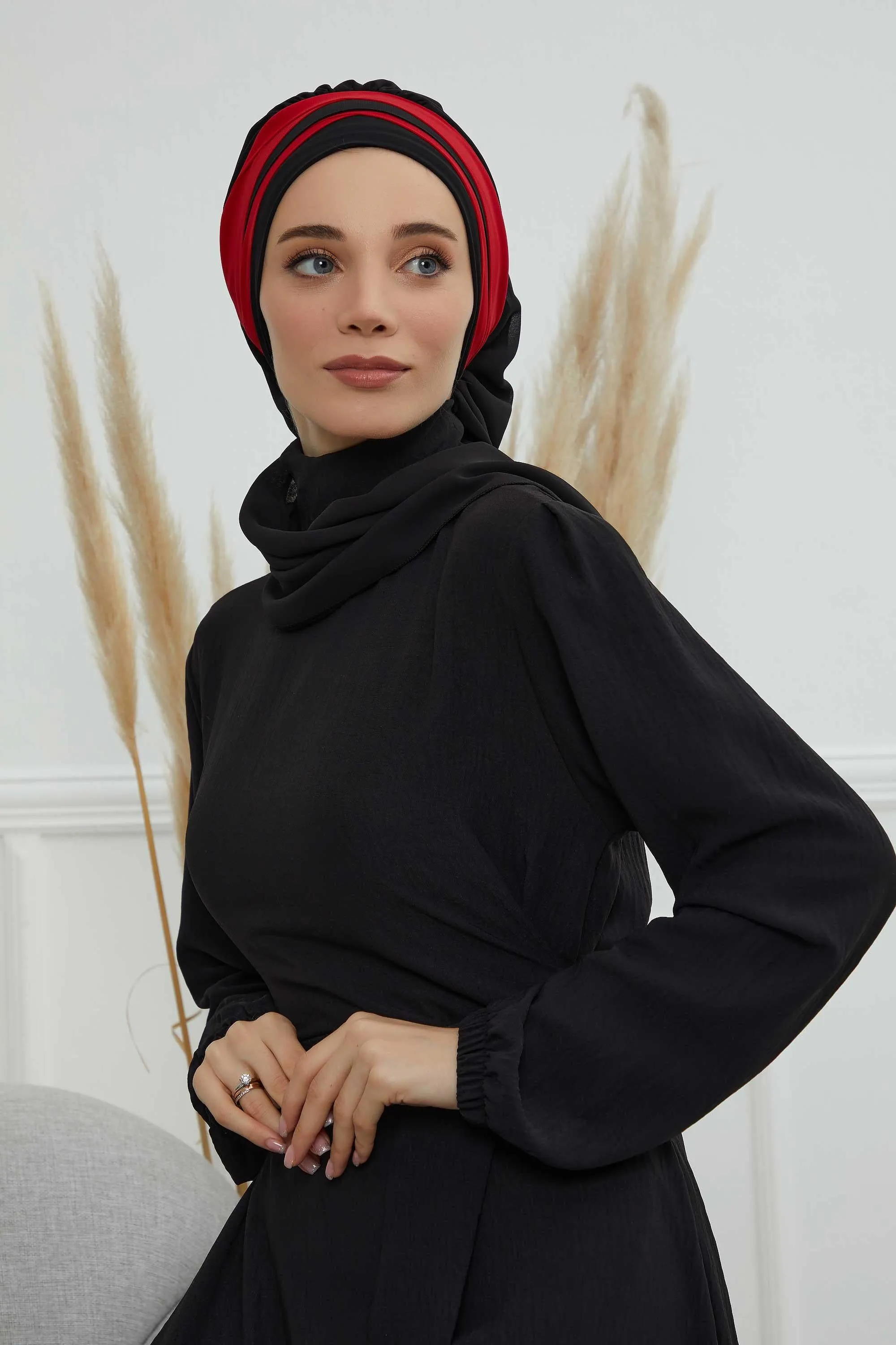 Two Colors Instant Turban Lightweight Multicolor Chiffon Scarf Head Turbans For Women Headwear Stylish Elegant Design,HT-52