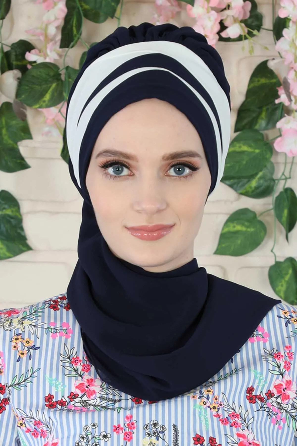 Two Colors Instant Turban Lightweight Multicolor Chiffon Scarf Head Turbans For Women Headwear Stylish Elegant Design,HT-52