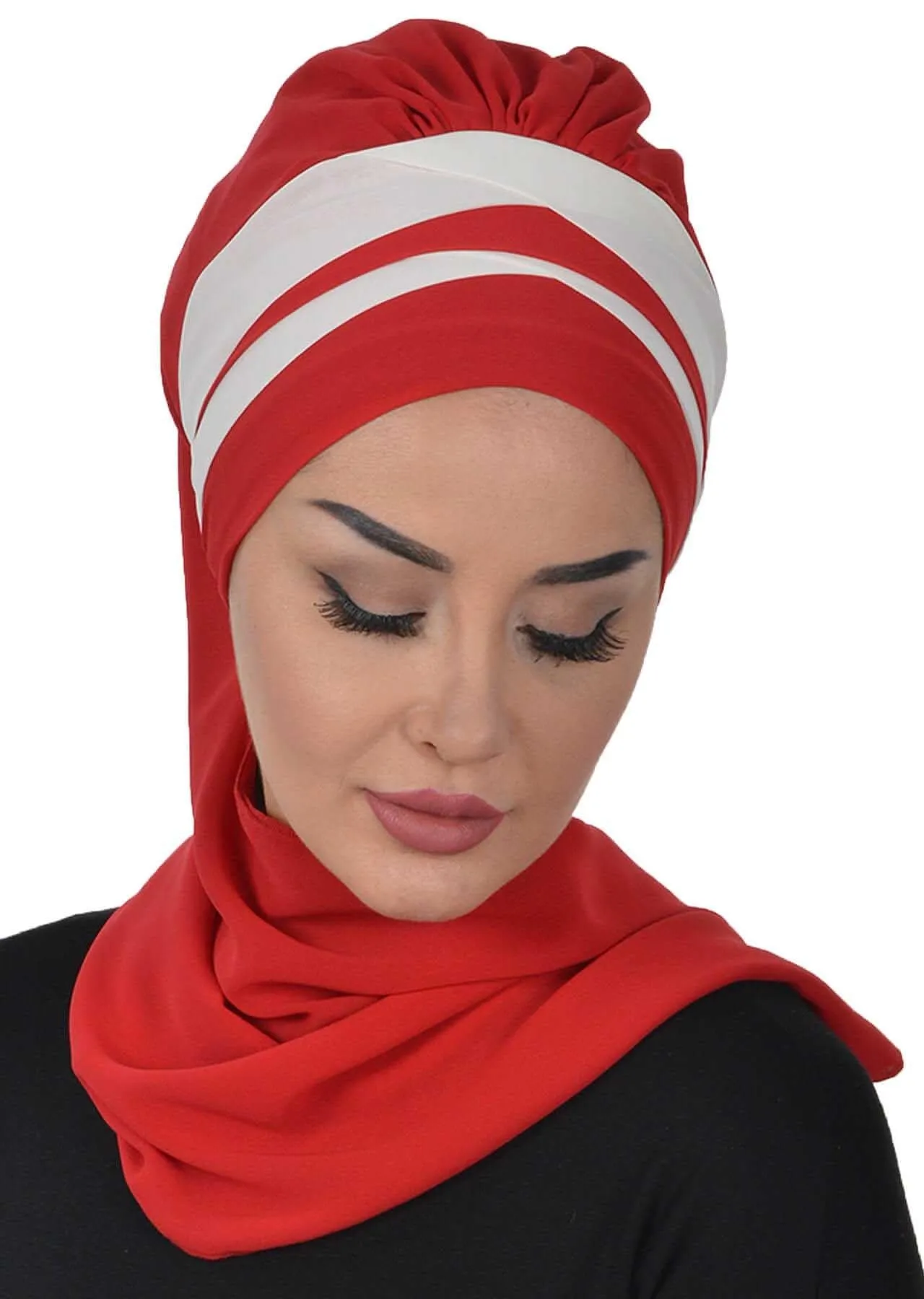 Two Colors Instant Turban Lightweight Multicolor Chiffon Scarf Head Turbans For Women Headwear Stylish Elegant Design,HT-52