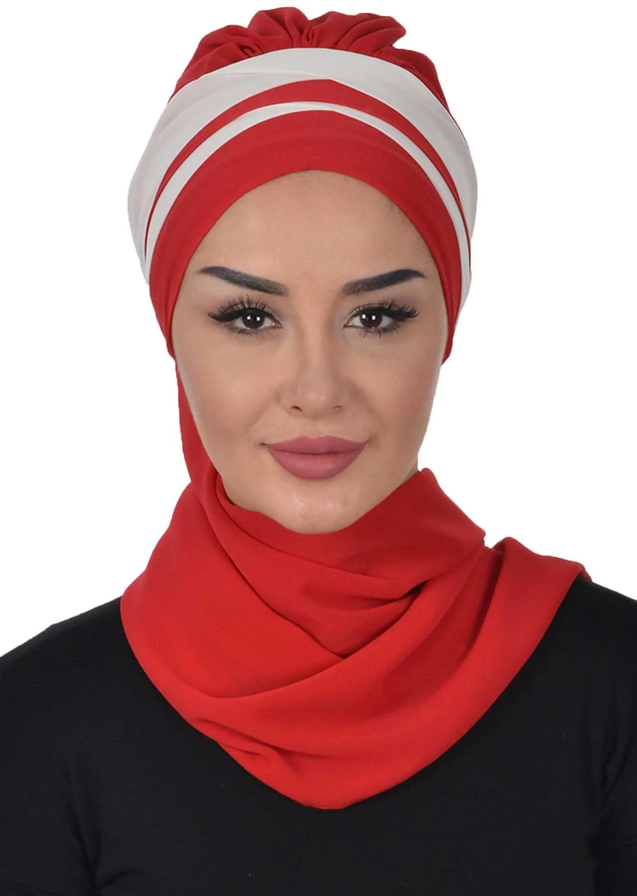 Two Colors Instant Turban Lightweight Multicolor Chiffon Scarf Head Turbans For Women Headwear Stylish Elegant Design,HT-52