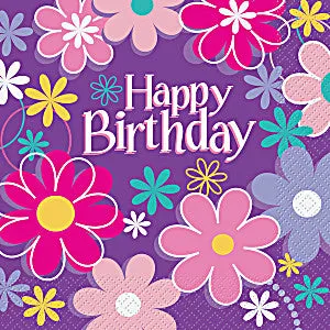 Unique Bday Flower Napkins 16s