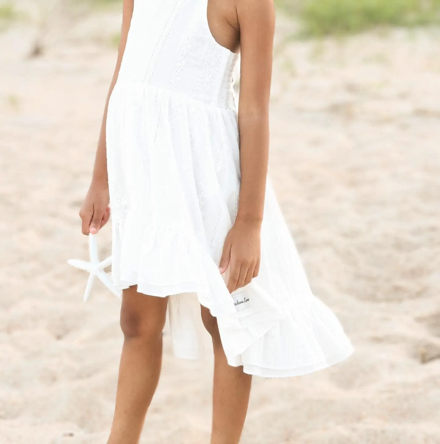 White Eyelet Lace High-Low