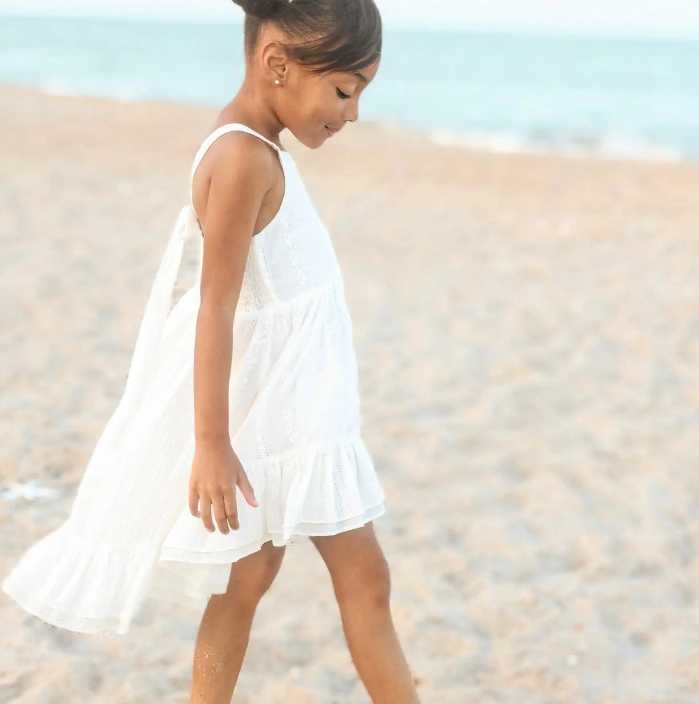 White Eyelet Lace High-Low