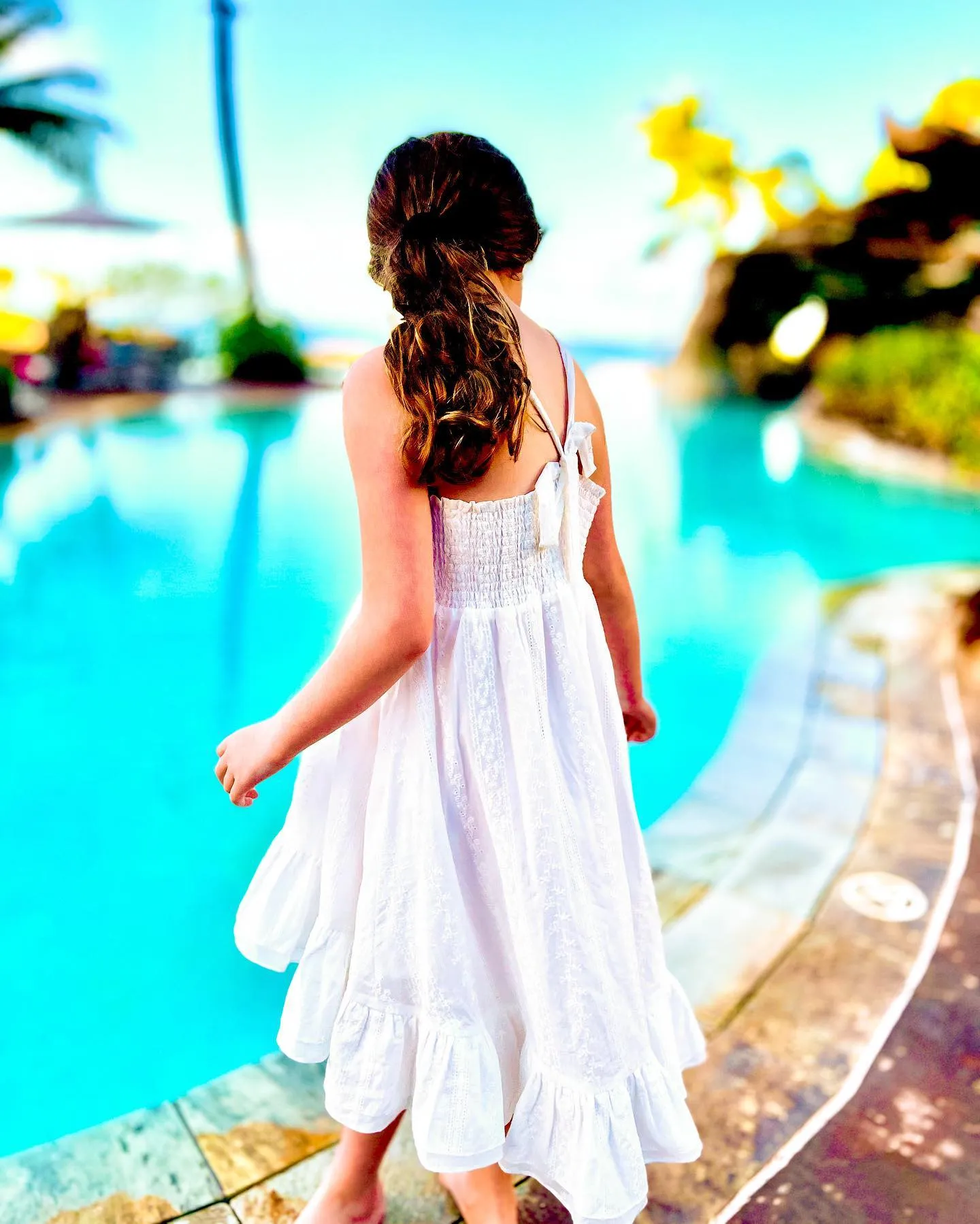 White Eyelet Lace High-Low