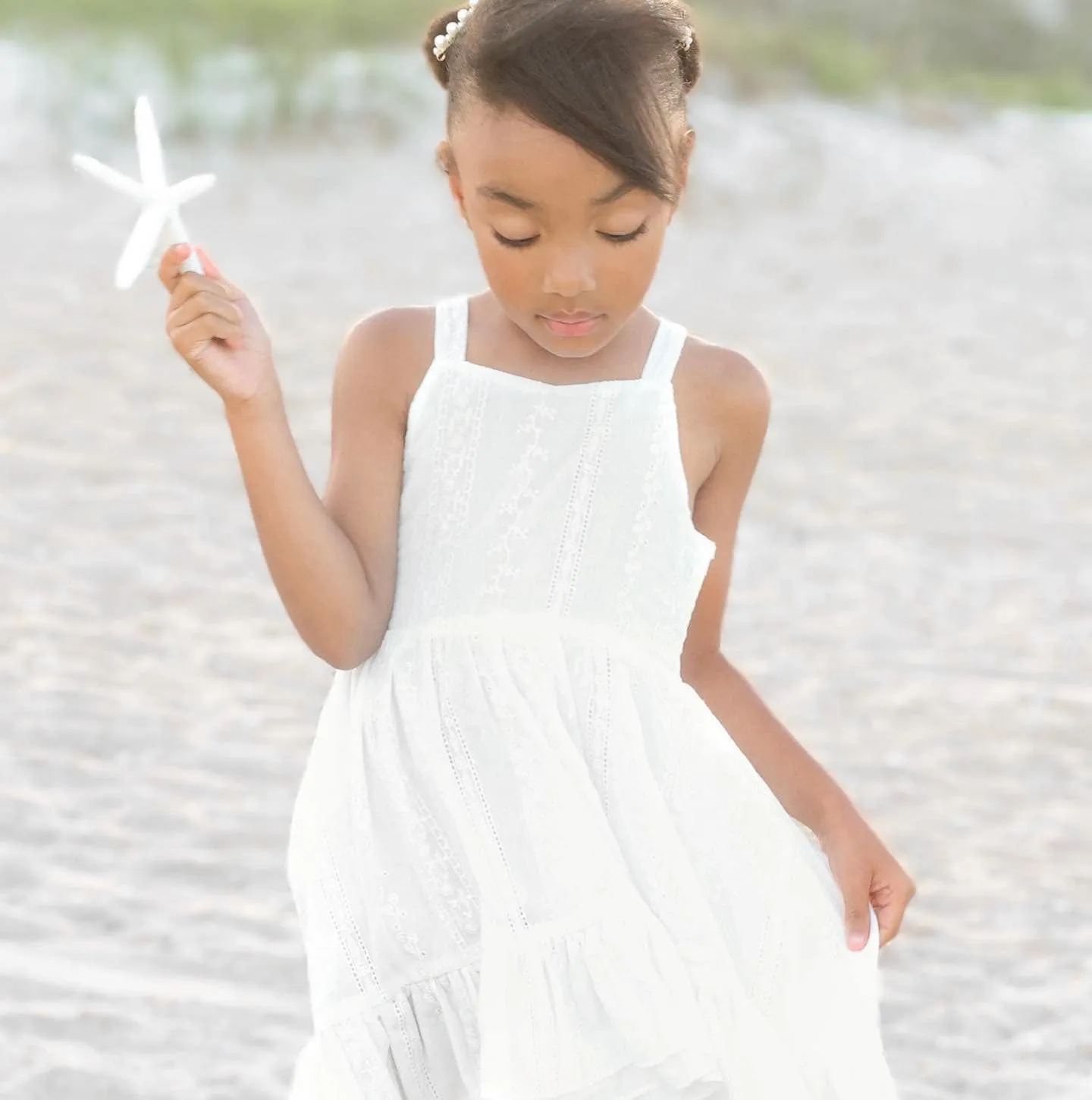 White Eyelet Lace High-Low