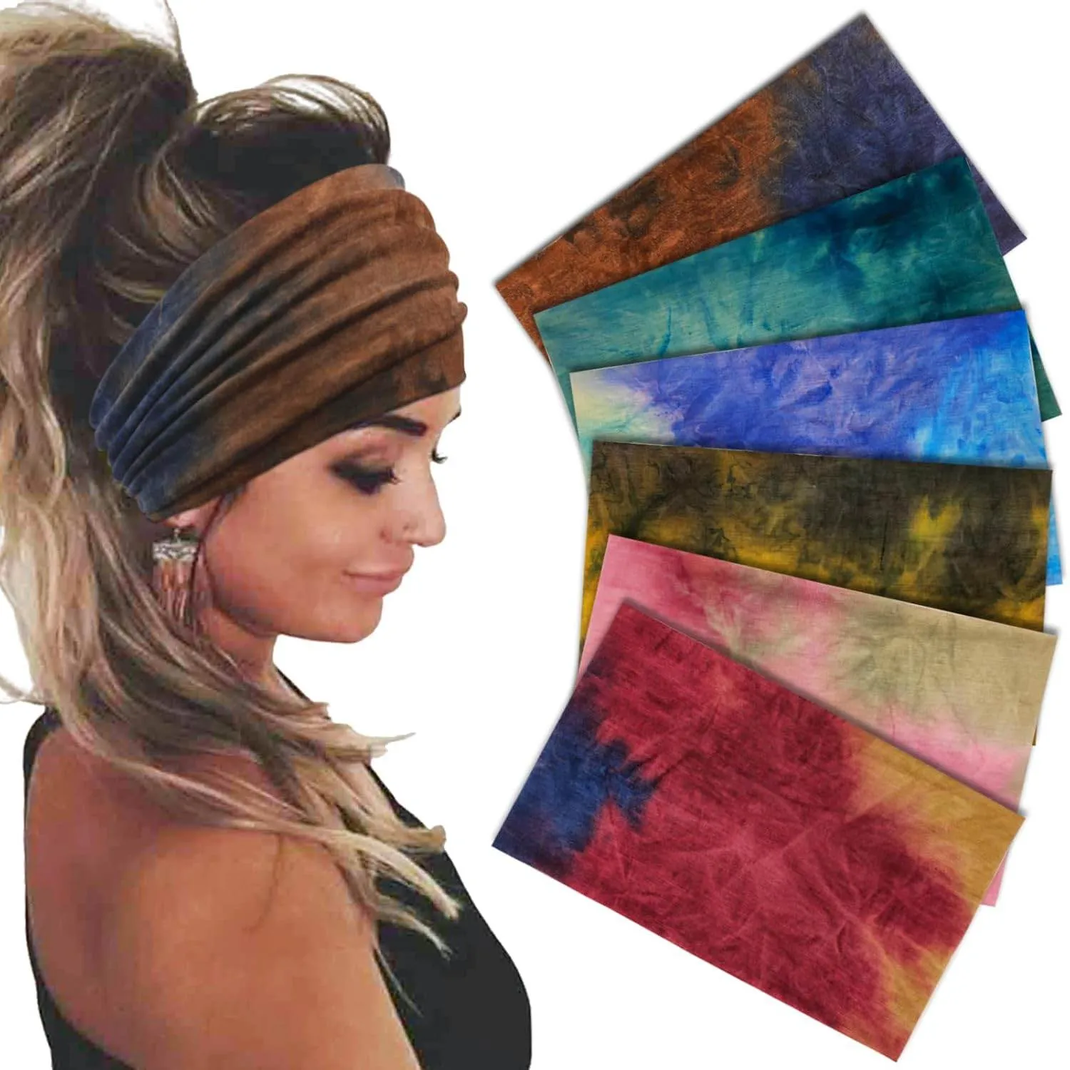 Wide Headbands For Women Stretch Headband Boho Head Bands Women's Hair Band Turban Workout Hairband Accessories 6 Pack