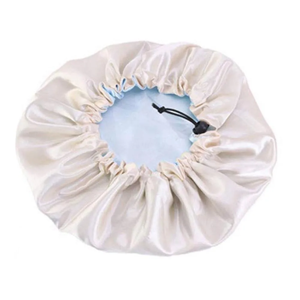 Women's Double Layer Reversible Silky Satin Headscarf Sleeping Bonnet Hat Headband